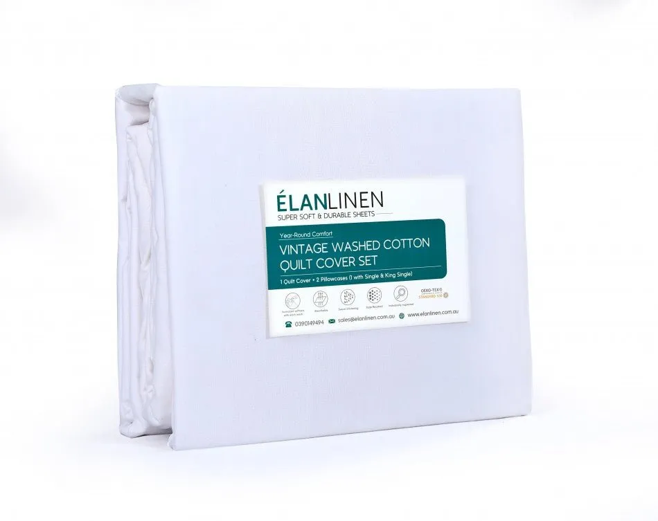 100% Egyptian Cotton 500TC White King Single Quilt Cover Set