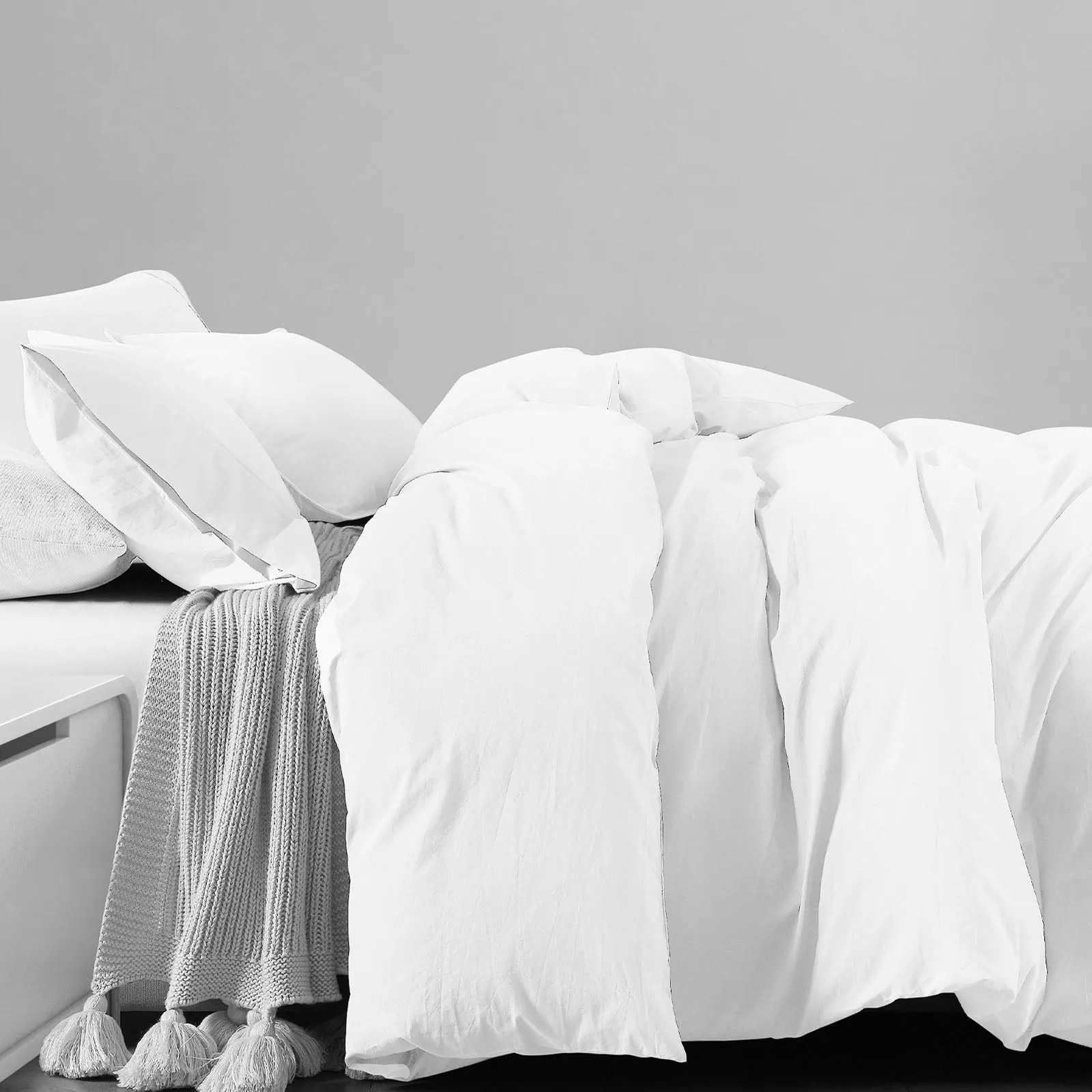 100% Jersey Cotton Quilt Cover Set | Ultra Soft Bedding | Luxurious | Queen | White