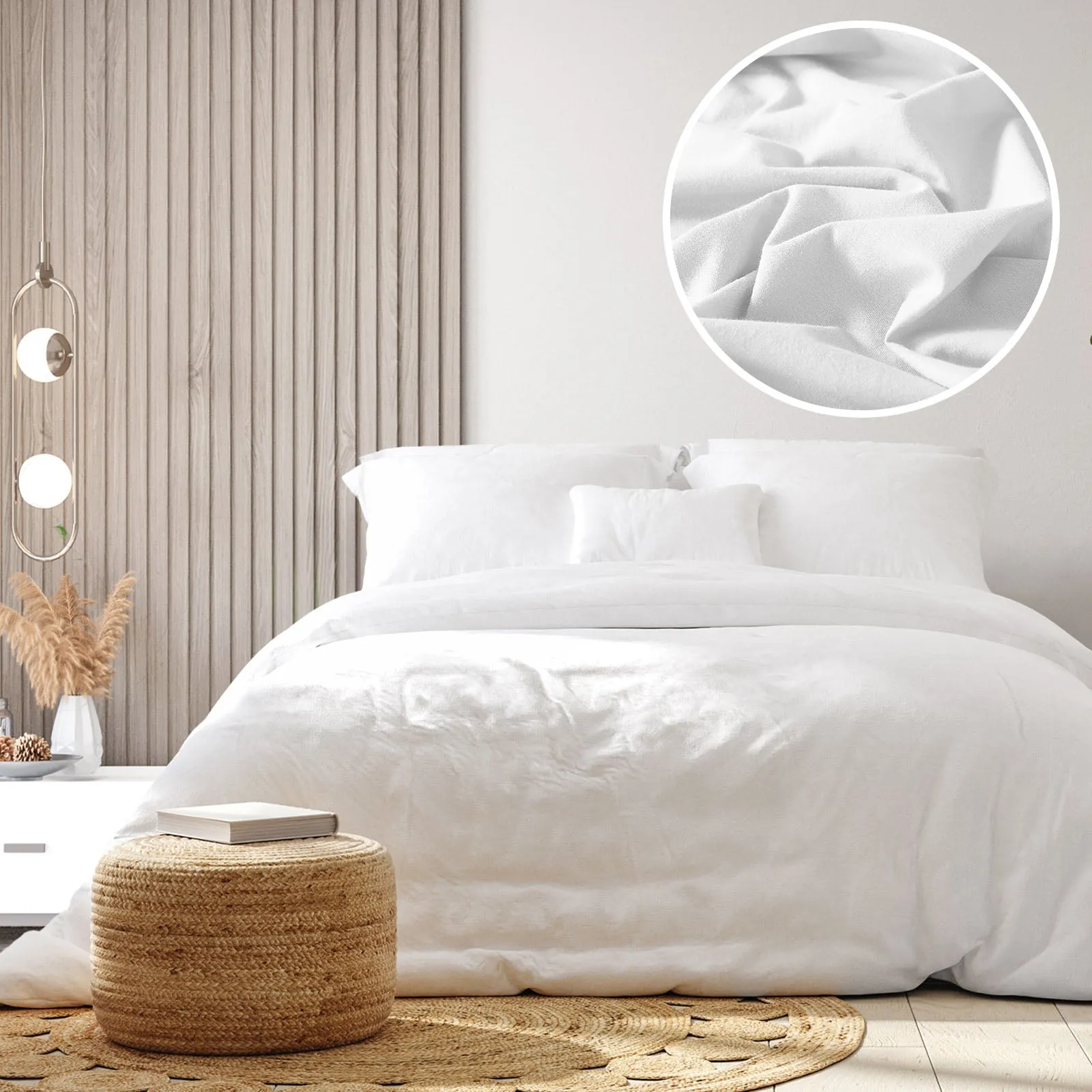 100% Jersey Cotton Quilt Cover Set | Ultra Soft Bedding | Luxurious | Queen | White