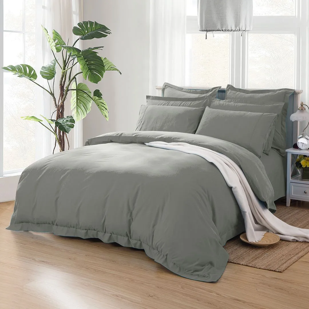 1000TC | Tailored | King Single Size | Grey | Duvet Quilt Cover Set
