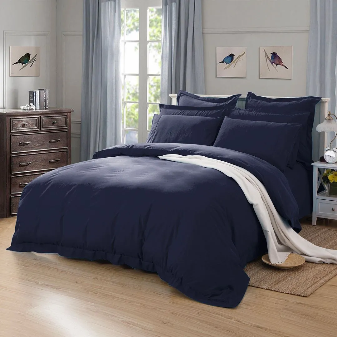 1000TC Tailored | Queen Size | Quilt/Duvet Cover Set | Midnight Blue