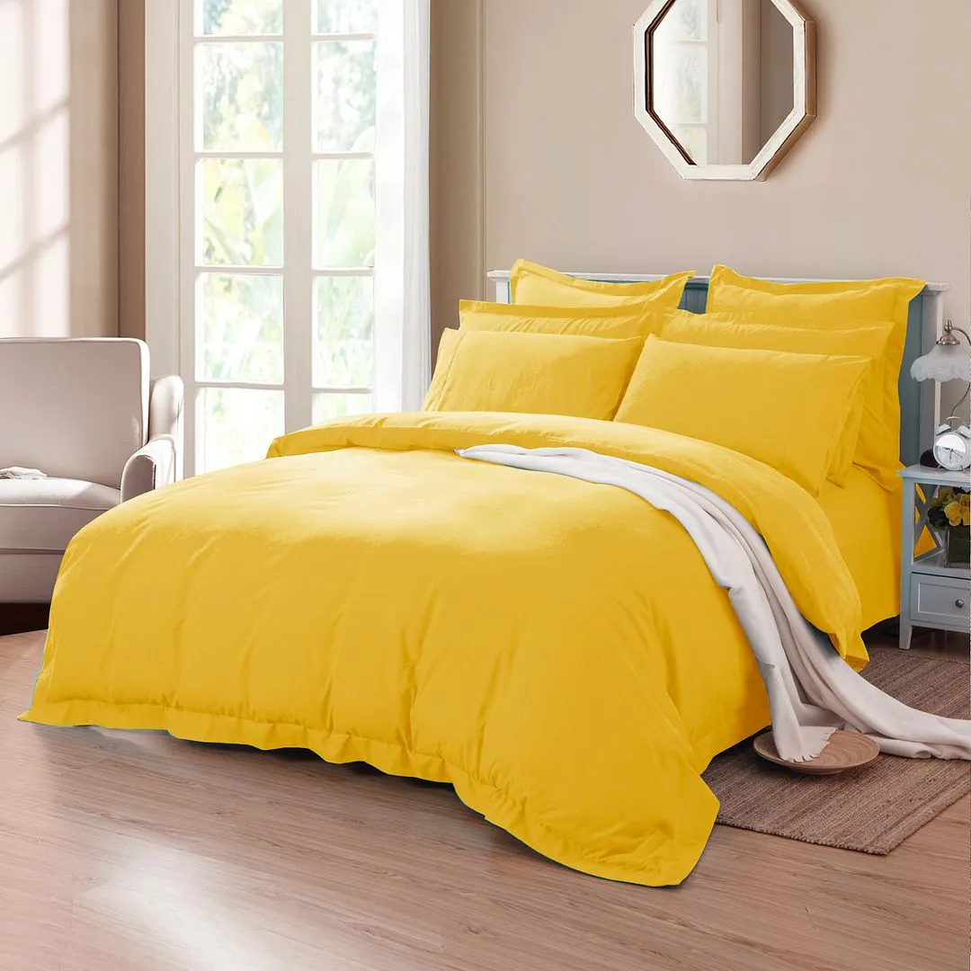 1000TC | Tailored | Ultra Soft | King Single Size | Yellow | Duvet Quilt Cover Set