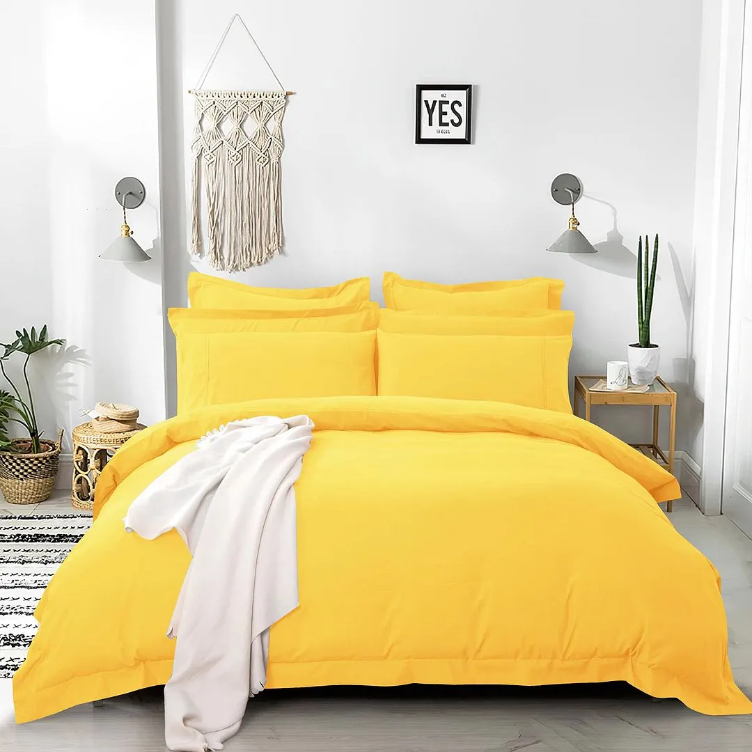 1000TC | Tailored | Ultra Soft | King Single Size | Yellow | Duvet Quilt Cover Set