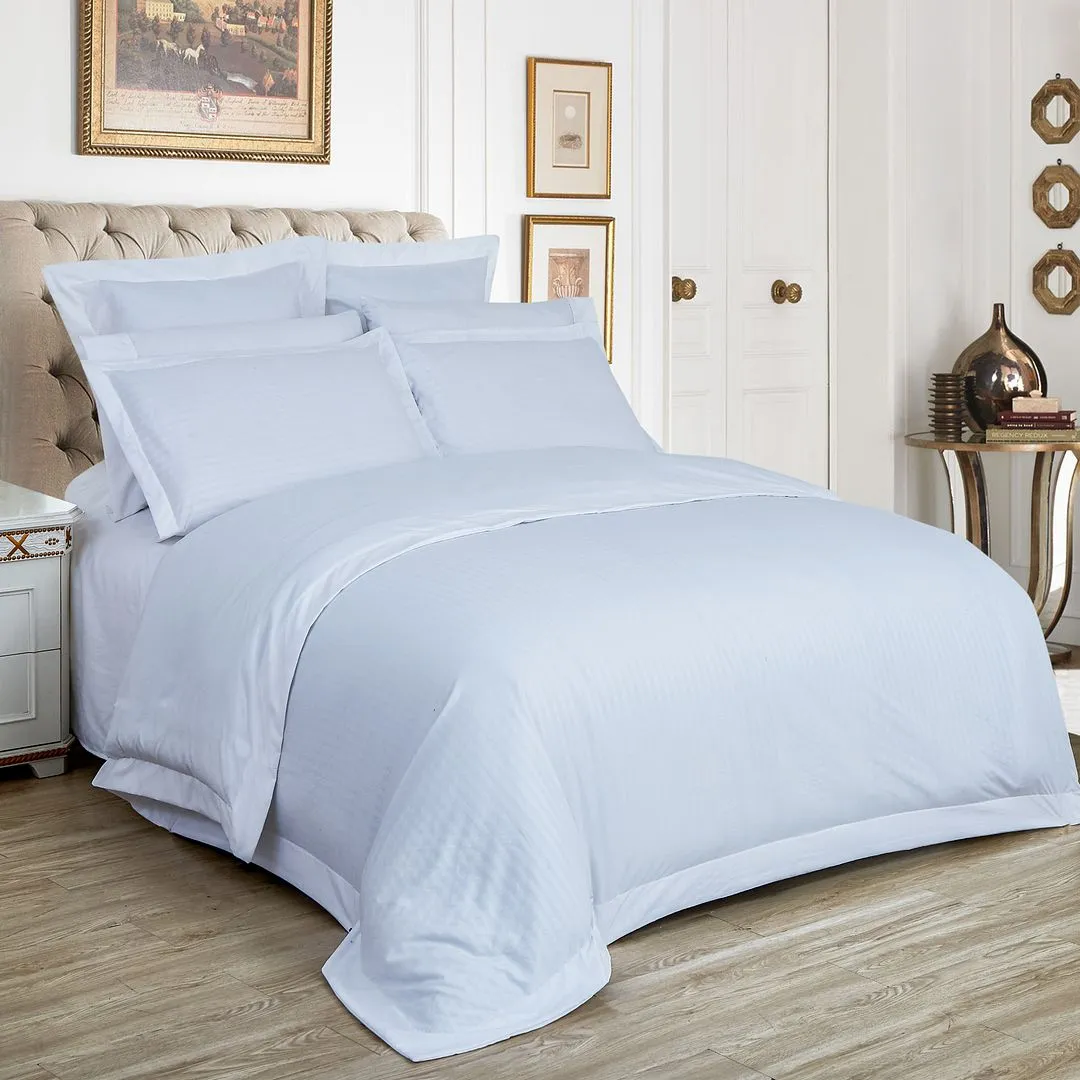 1000TC | Ultra Soft | Striped | Queen Size | White | Duvet Quilt Cover Set