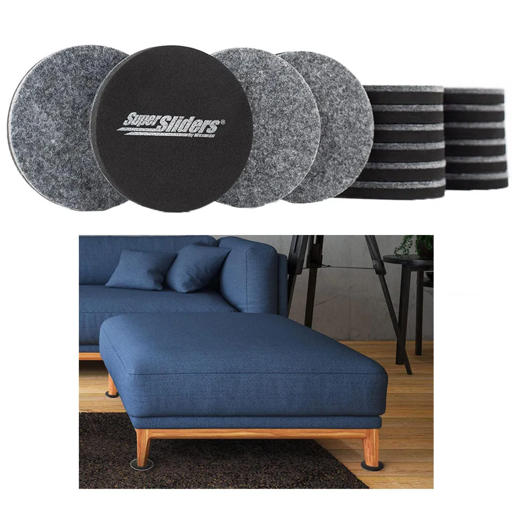 16 Large Round Furniture Movers Glides Sliders 3.5" All Surface Floors Felt Pads