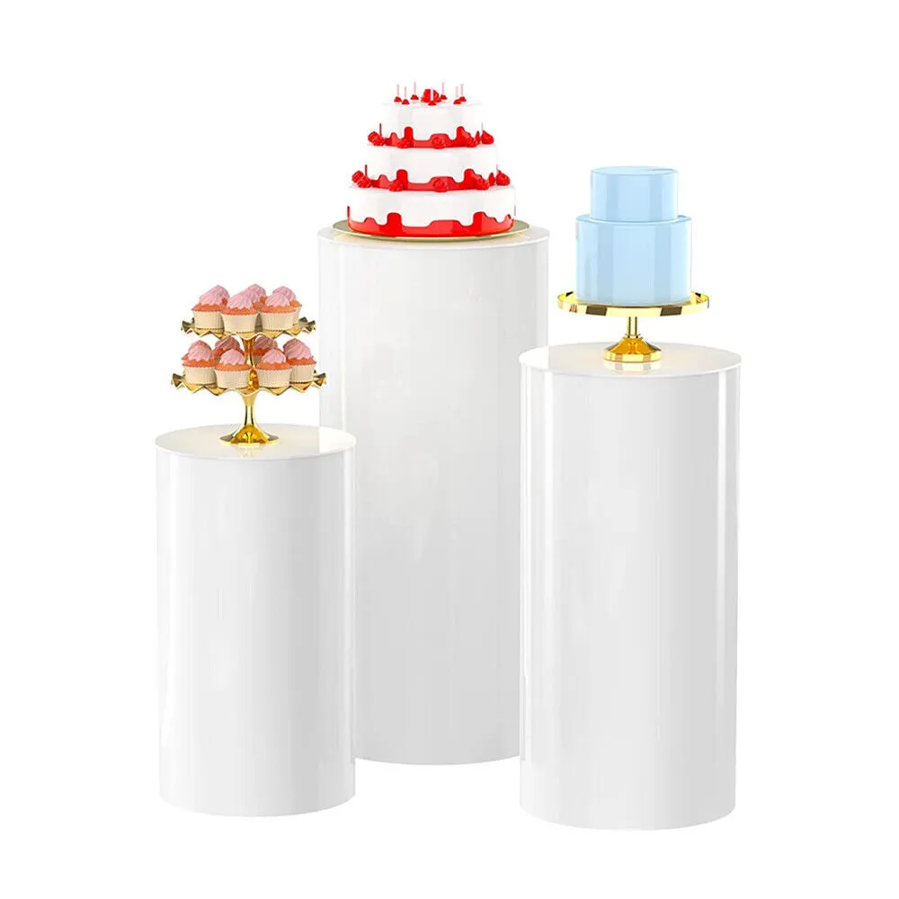 3PCS Display Stand | Round Cylinder Pedestal | With Balloon Set   LED Strip | Wedding | AU