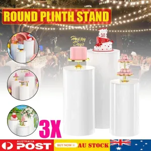 3pcs Round Plinth Cylinder Pedestal Stand | Wedding Decor | Cake Flower Display