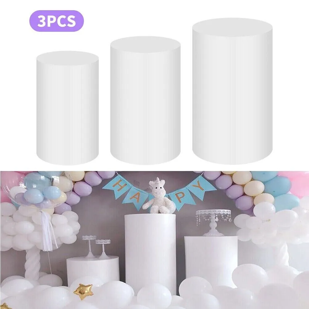 3pcs Round Plinth Cylinder Pedestal Stand | Wedding Decor | Cake Flower Display