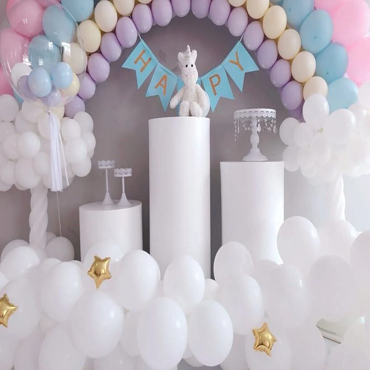 3pcs Round Plinth Cylinder Pedestal Stand | Wedding Decor | Cake Flower Display