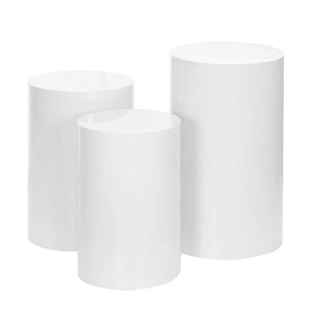 3pcs Round Plinth Cylinder Pedestal Stand | Wedding Decor | Cake Flower Display