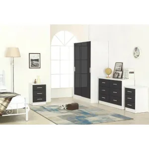 4 Pcs Reflect XL 2 Sliding Door Wardrobe Set - Grey & Matt White