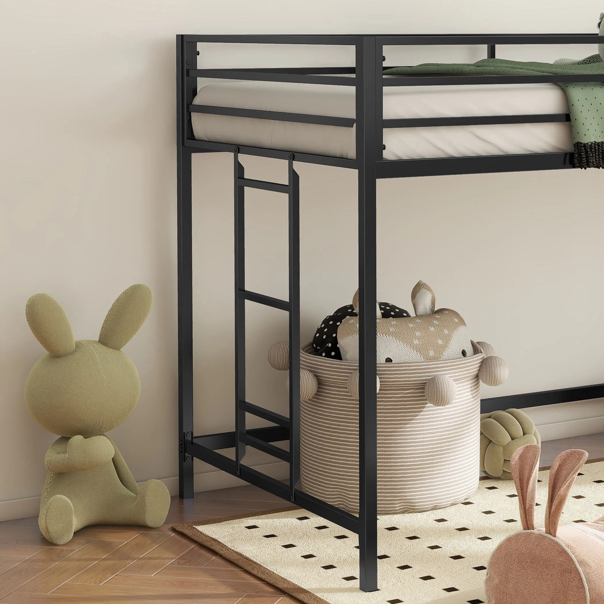 Adam - Junior Twin Loft Bunk - Black by Couch.com