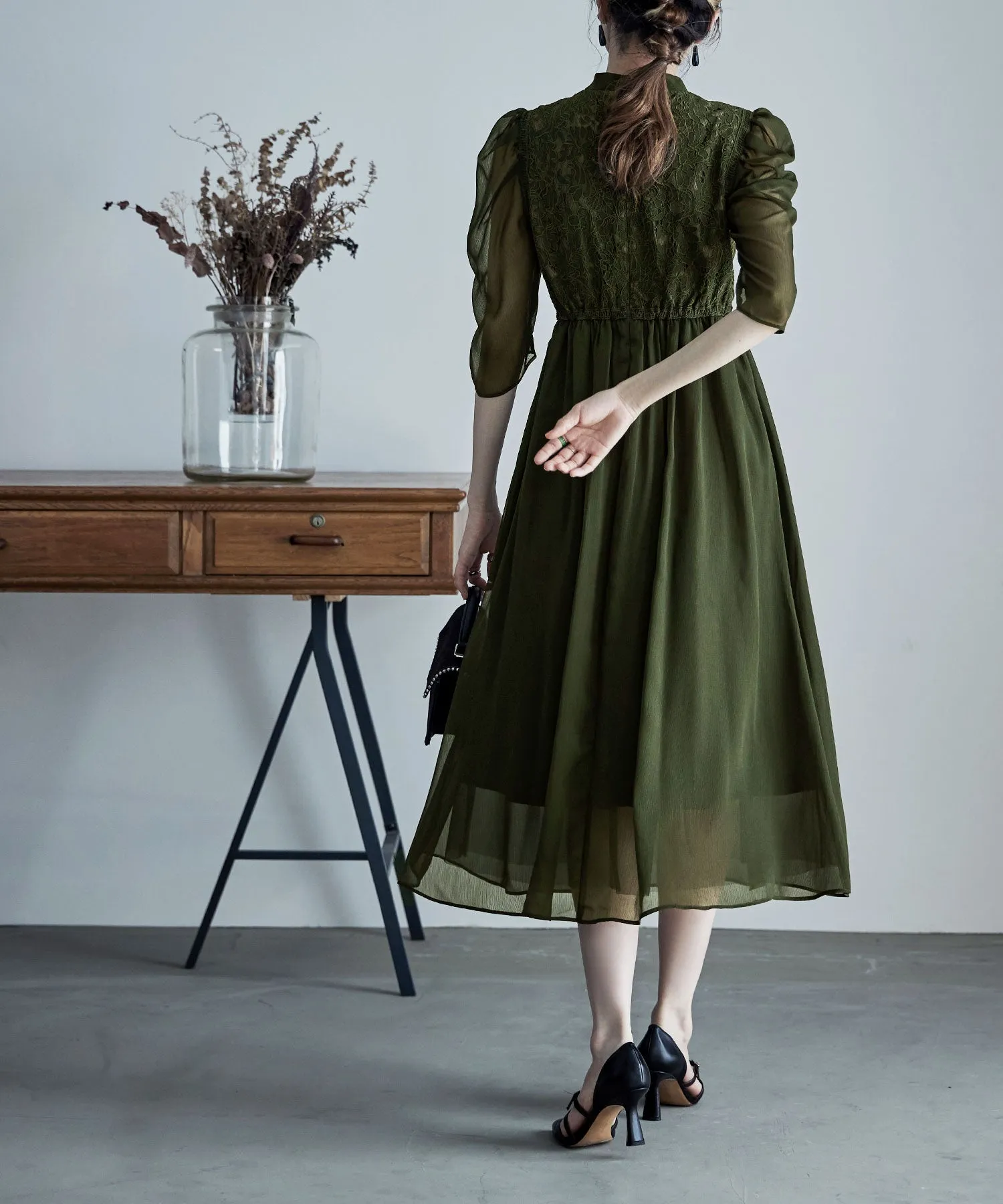China motif flared dress
