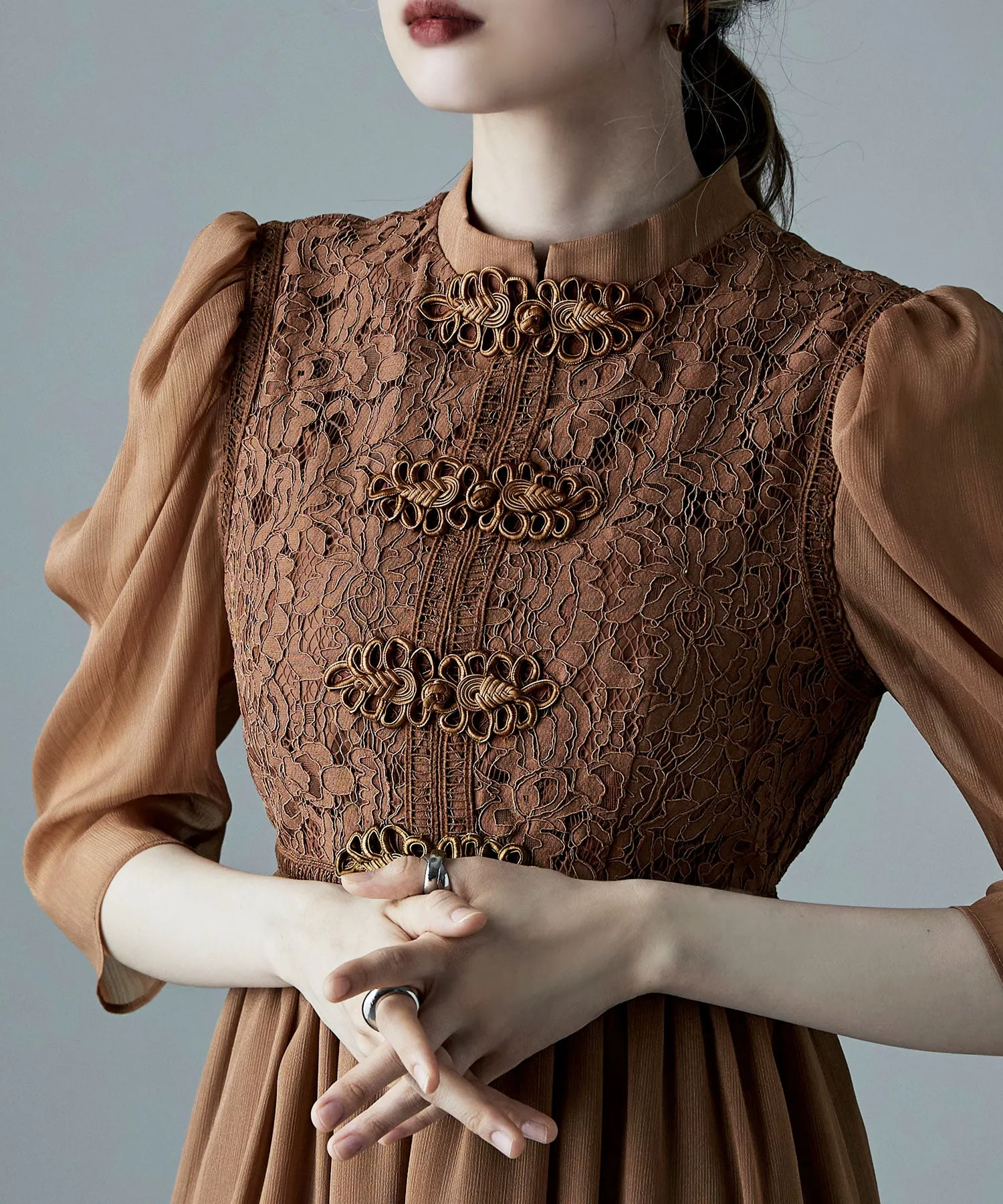 China motif flared dress