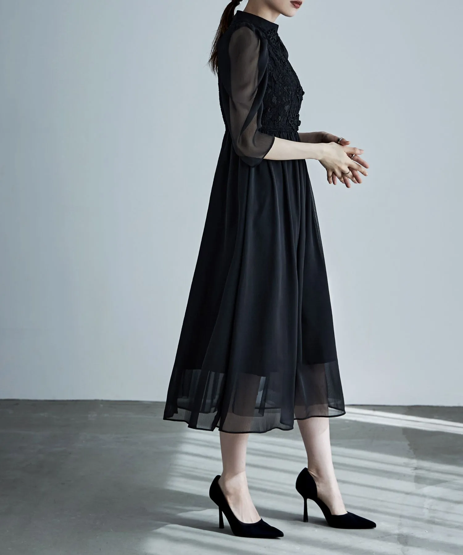 China motif flared dress