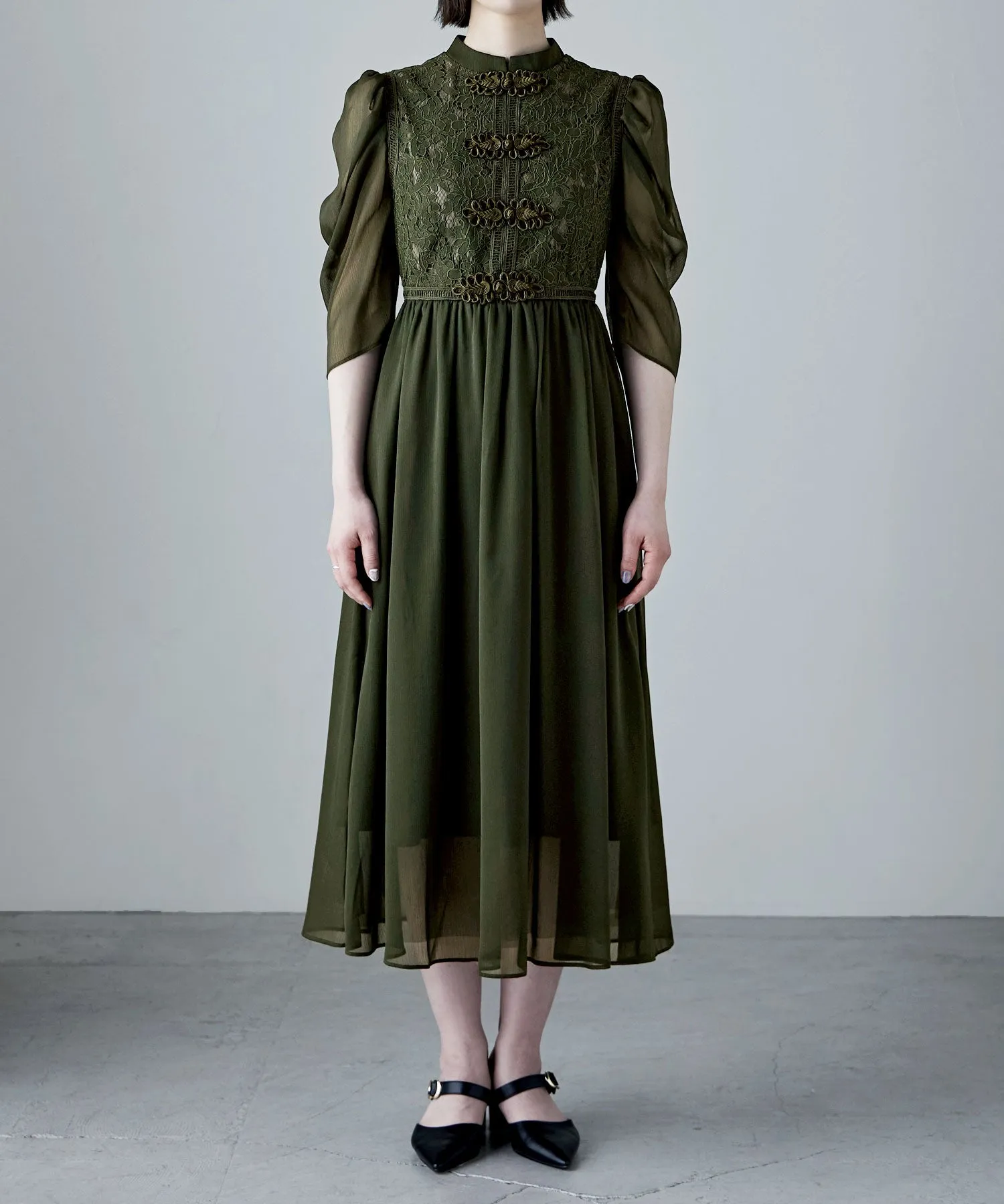 China motif flared dress