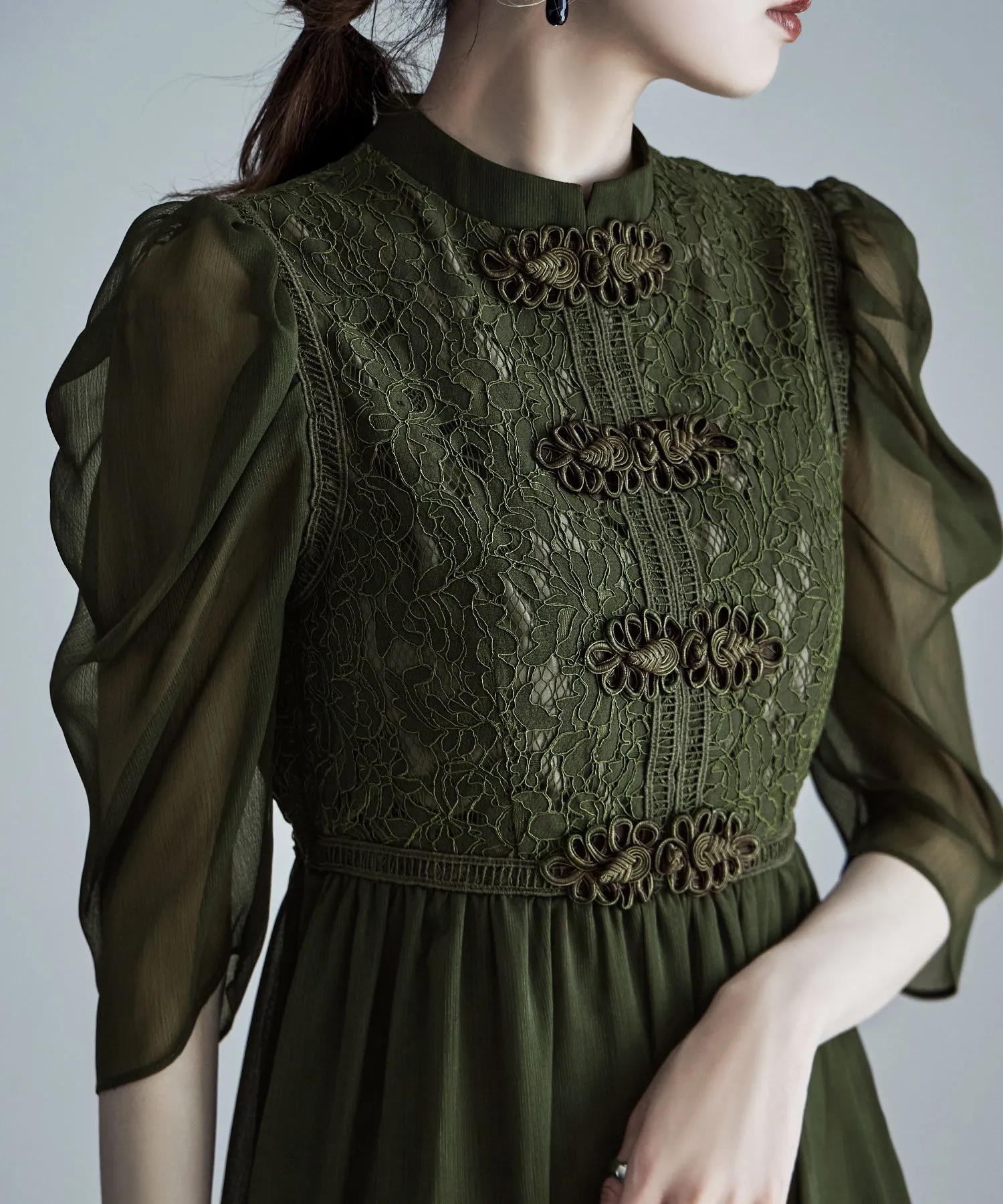 China motif flared dress
