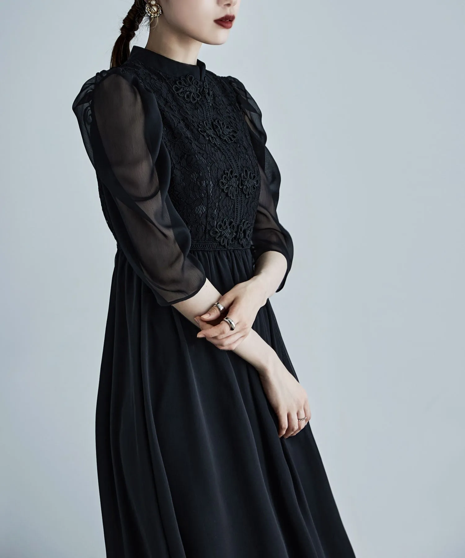 China motif flared dress