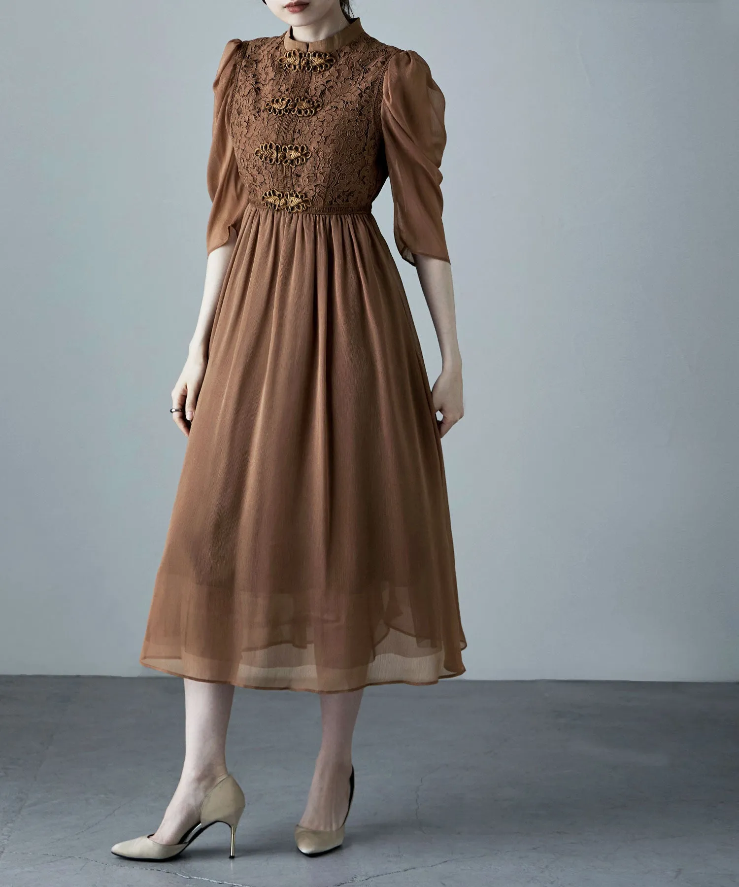 China motif flared dress
