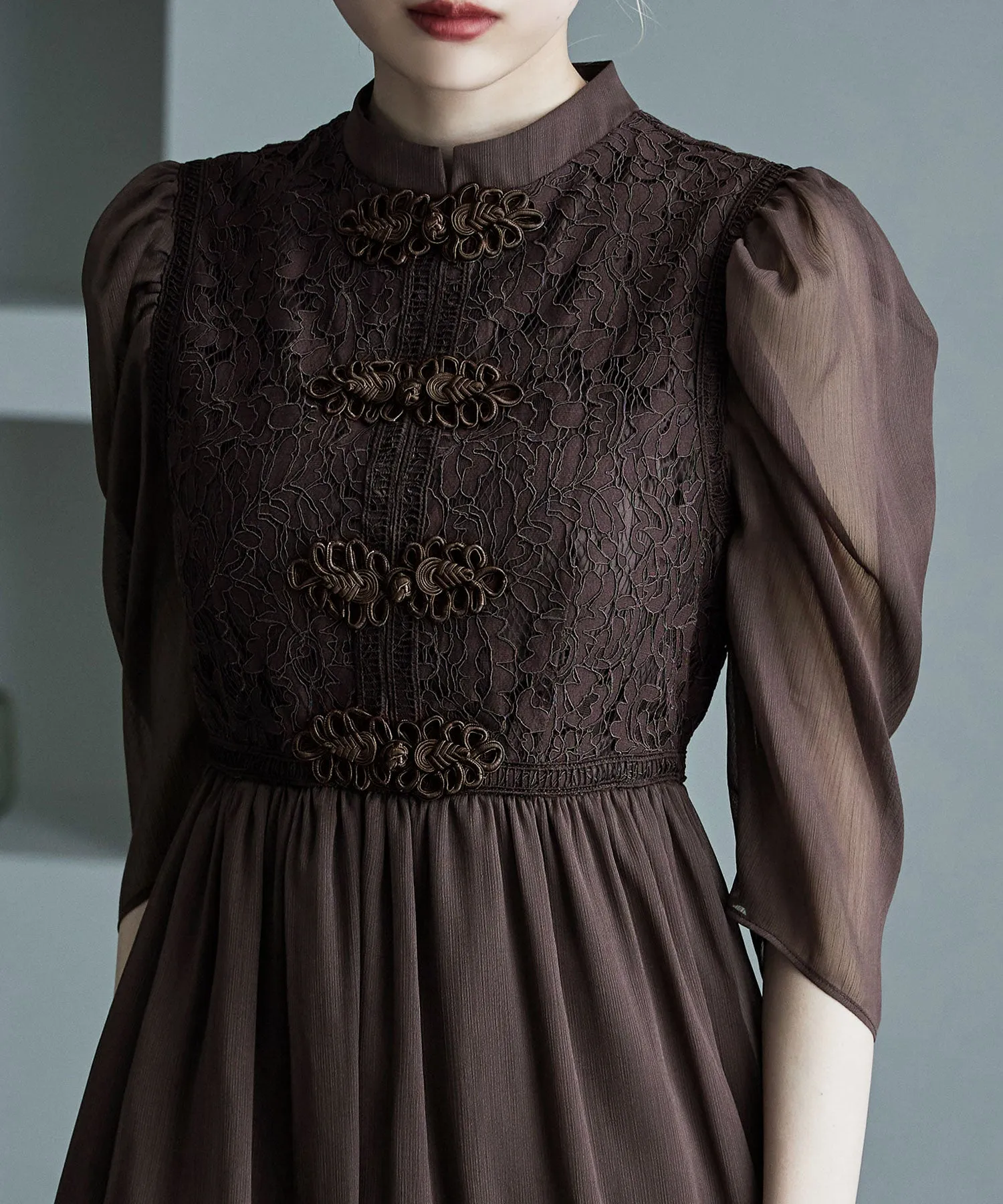 China motif flared dress