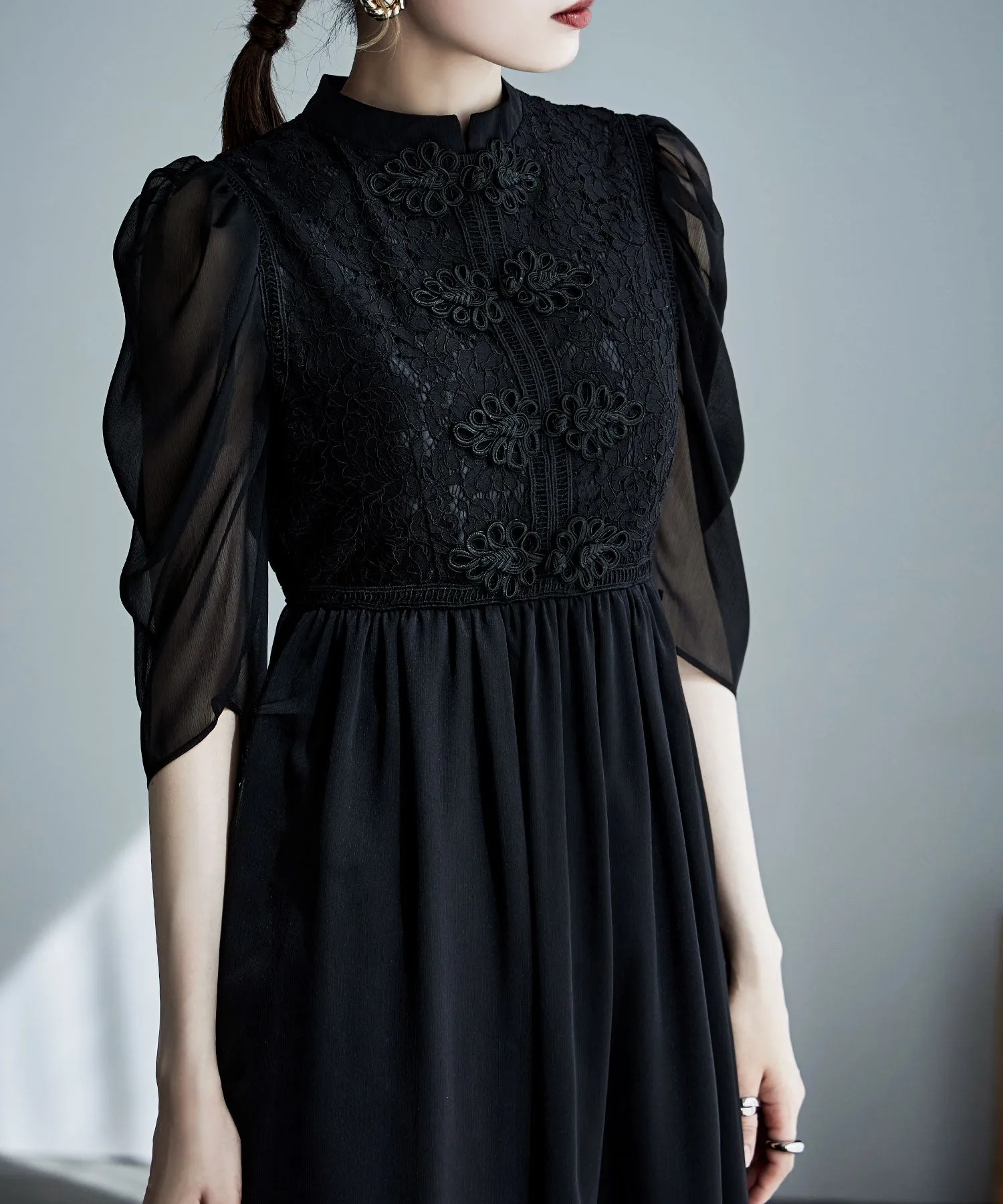 China motif flared dress
