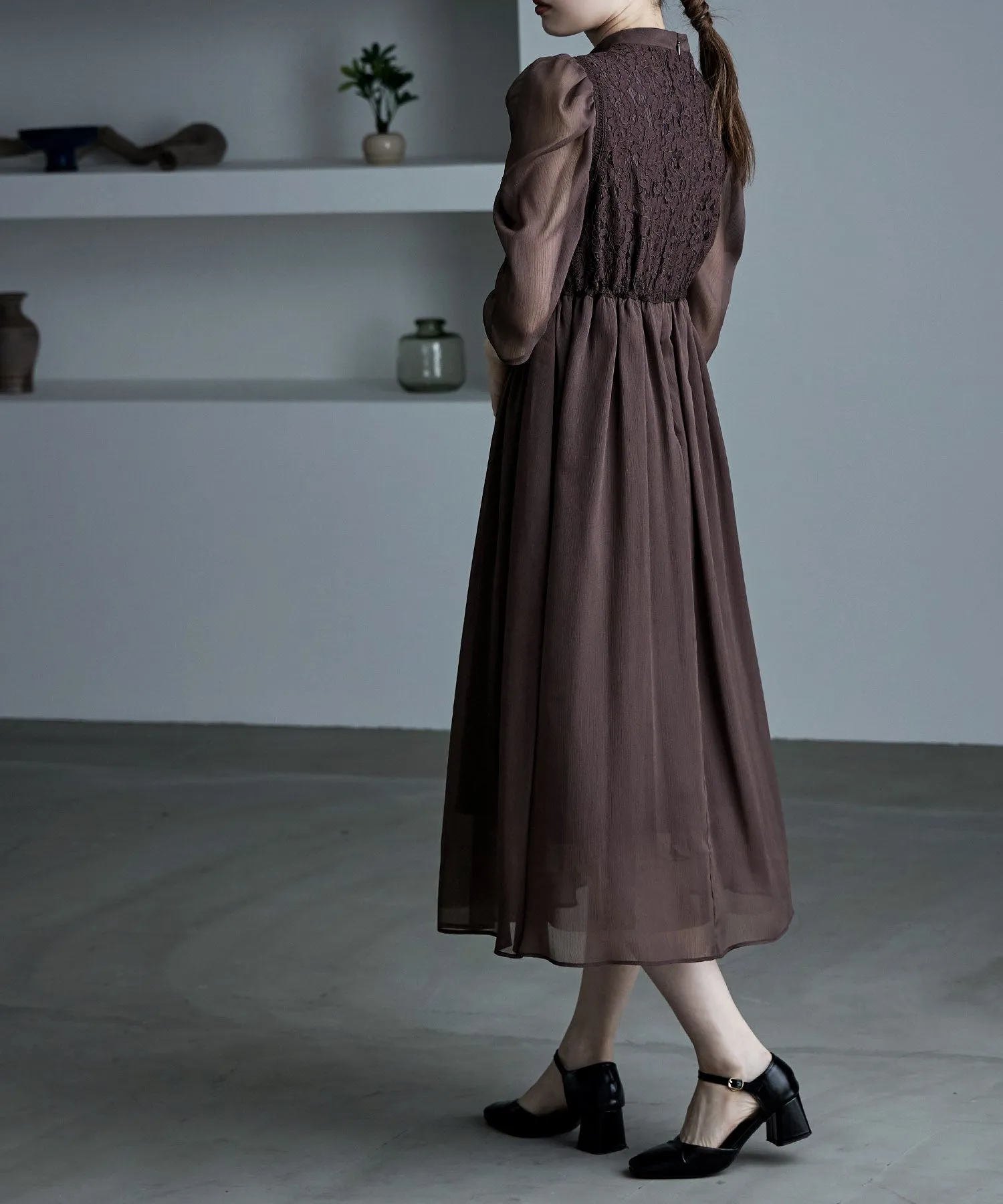 China motif flared dress