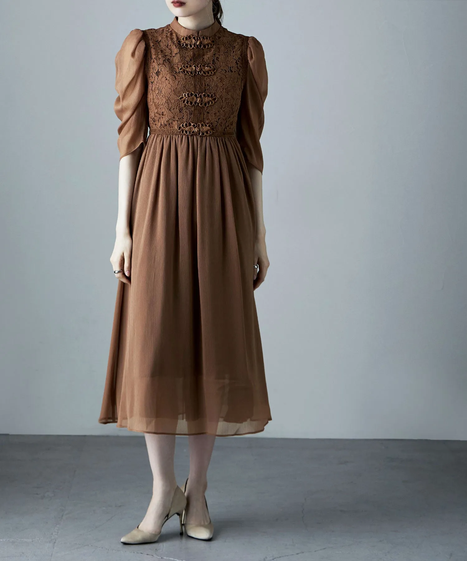 China motif flared dress
