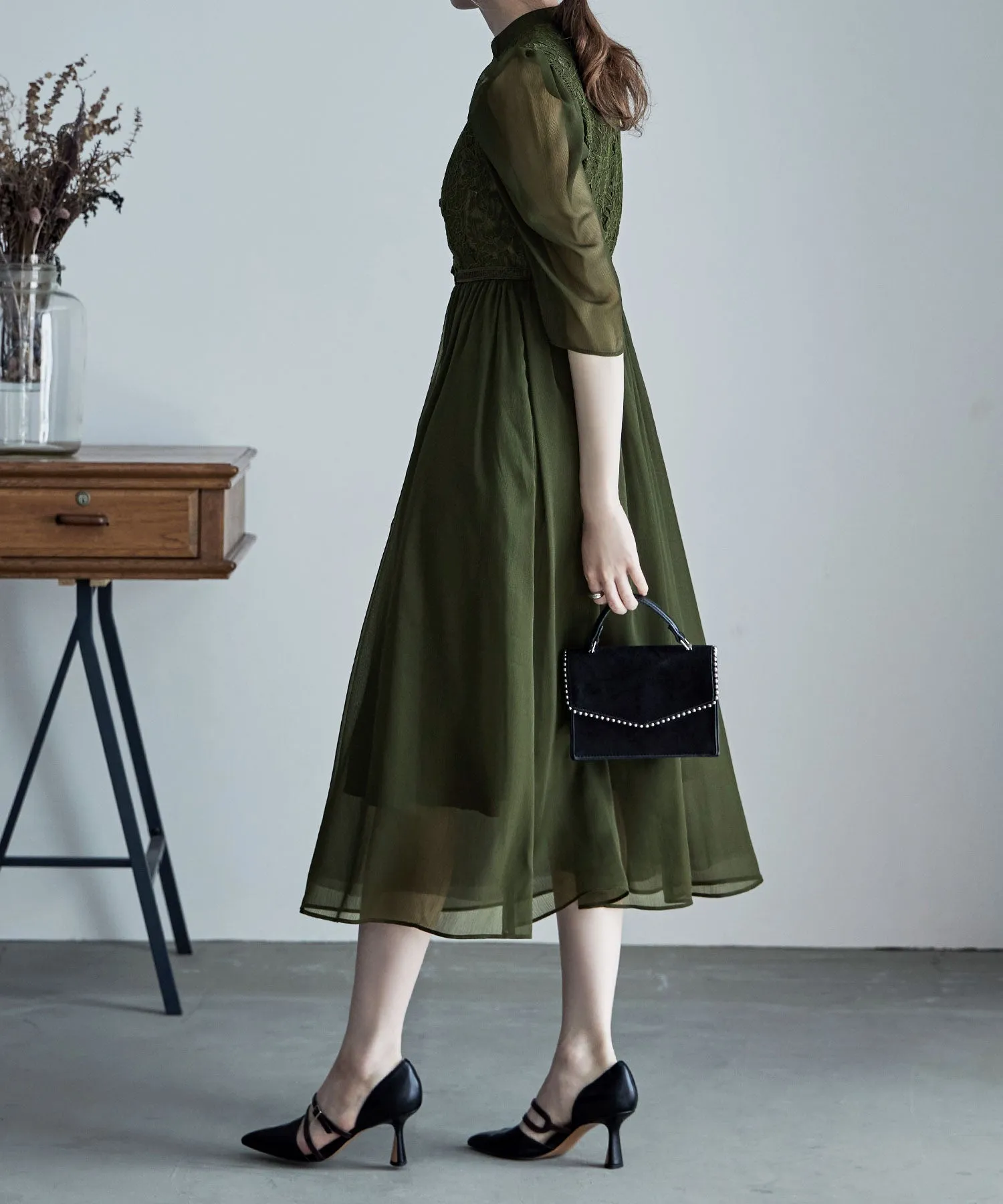 China motif flared dress