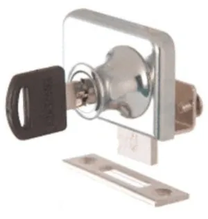 Chrome Clamp-On Lock for 1/4" Double Glass Door - Keyed Alike