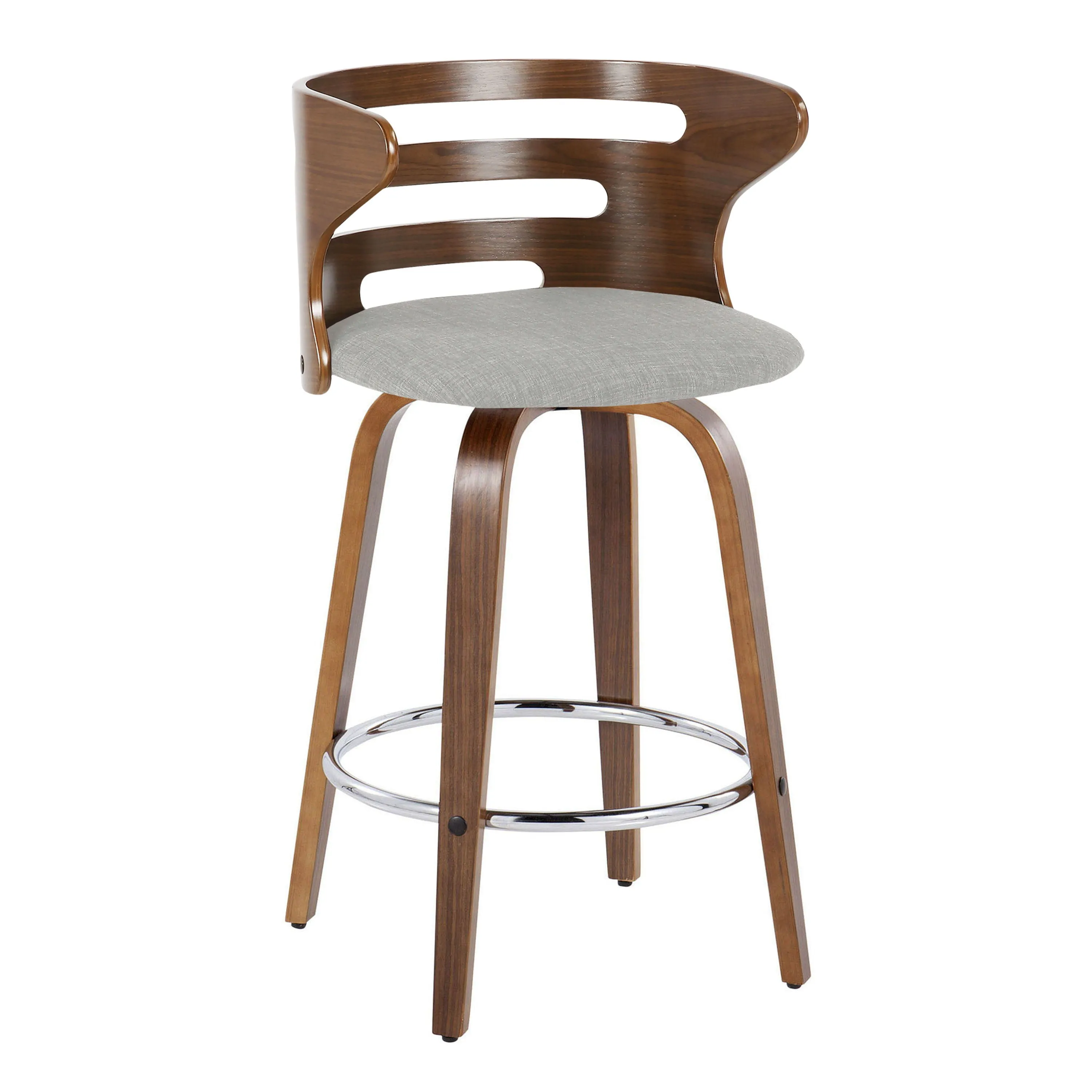 Cosini - Mid Century Modern Fixed Height Barstool With Swivel With Round Footrest (Set of 2) by Couch.com