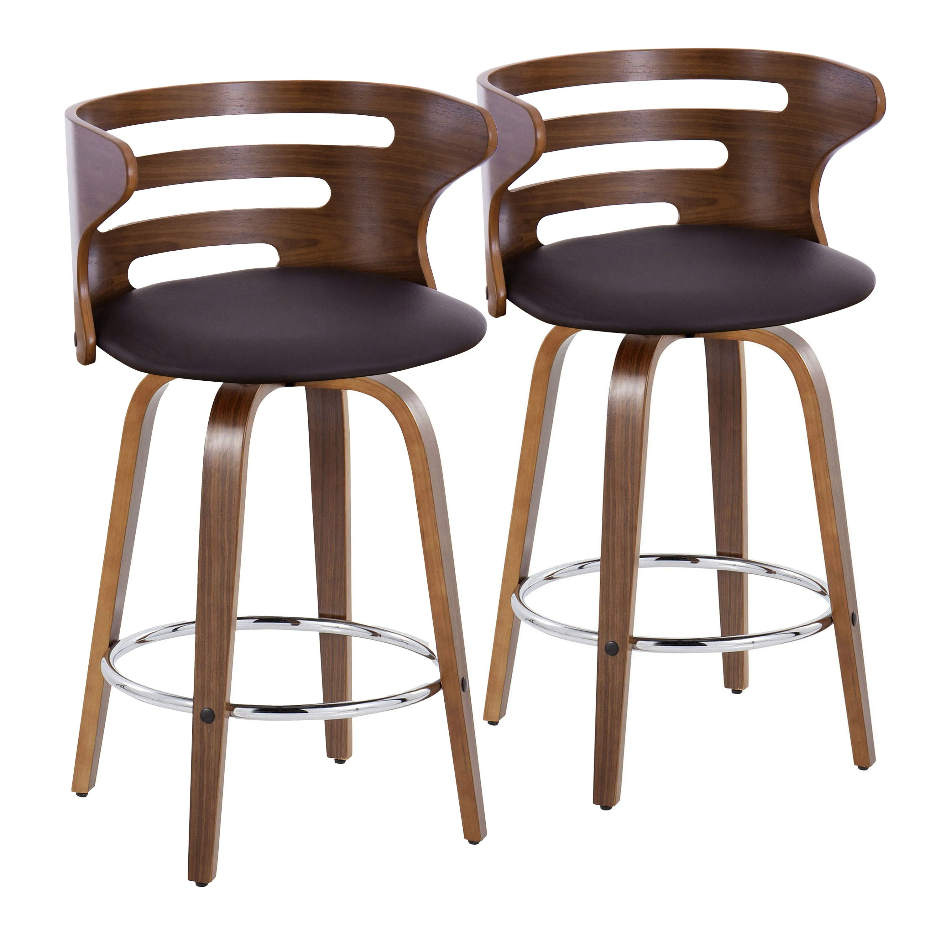 Cosini - Mid Century Modern Fixed Height Barstool With Swivel With Round Footrest (Set of 2) by Couch.com