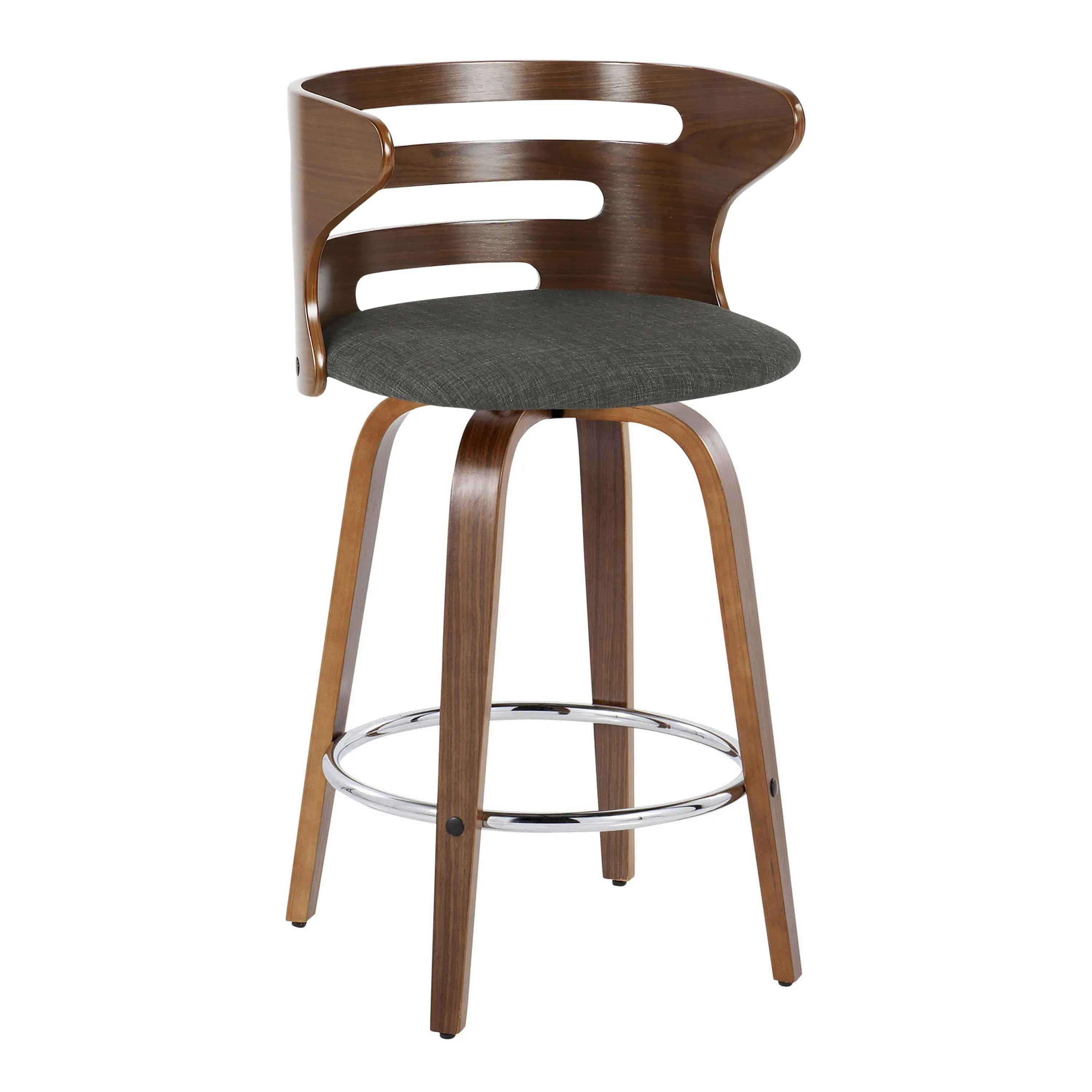 Cosini - Mid Century Modern Fixed Height Barstool With Swivel With Round Footrest (Set of 2) by Couch.com
