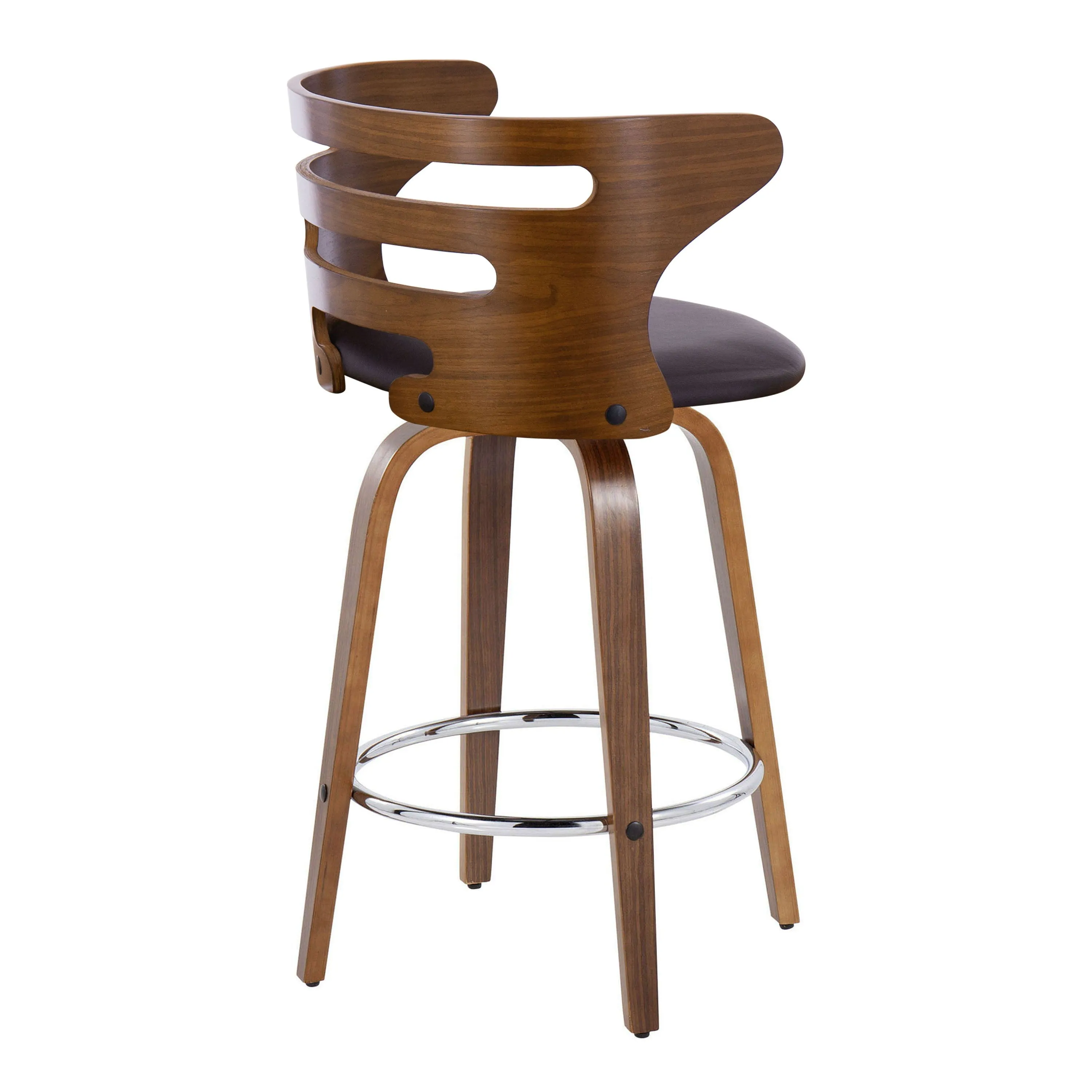 Cosini - Mid Century Modern Fixed Height Barstool With Swivel With Round Footrest (Set of 2) by Couch.com