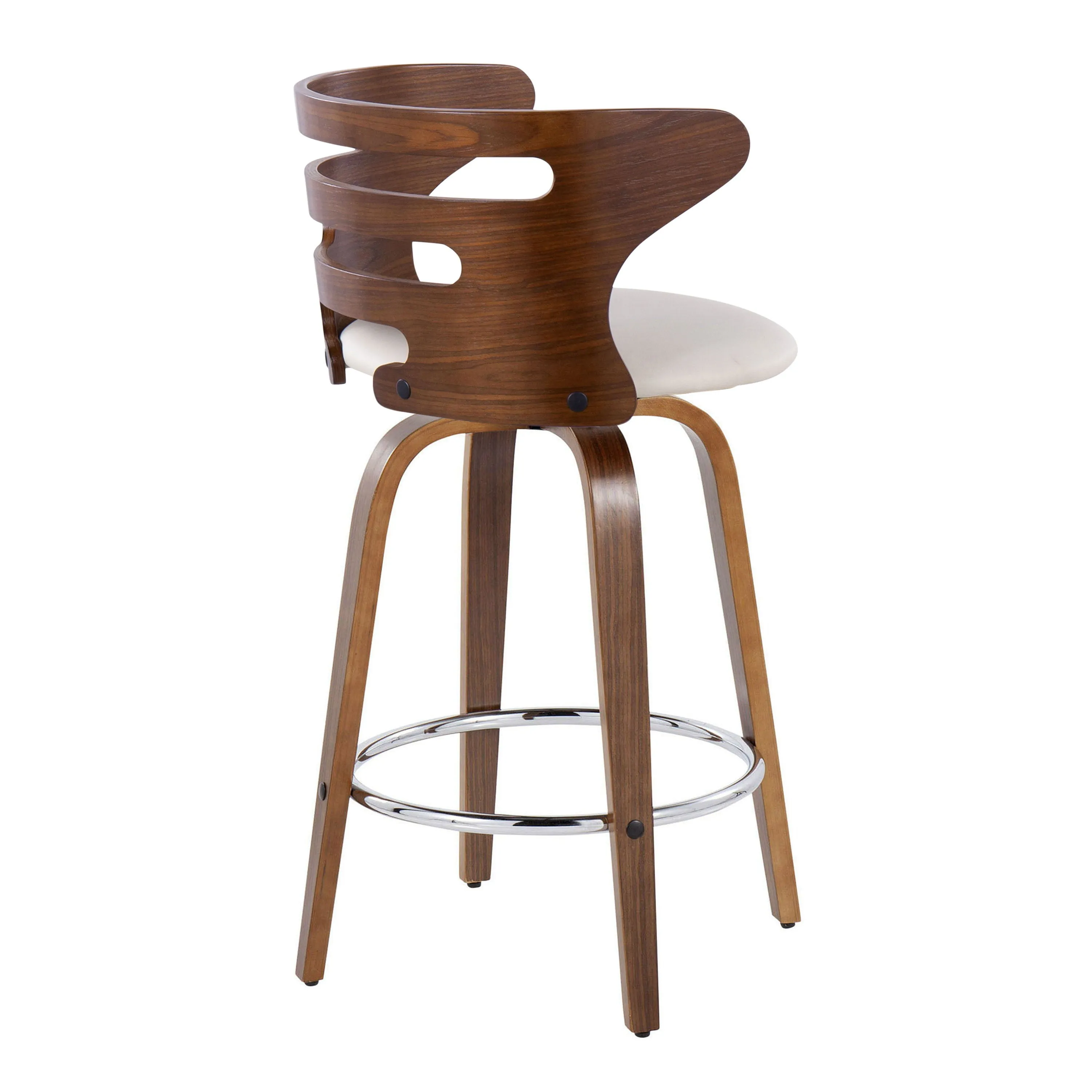 Cosini - Mid Century Modern Fixed Height Barstool With Swivel With Round Footrest (Set of 2) by Couch.com