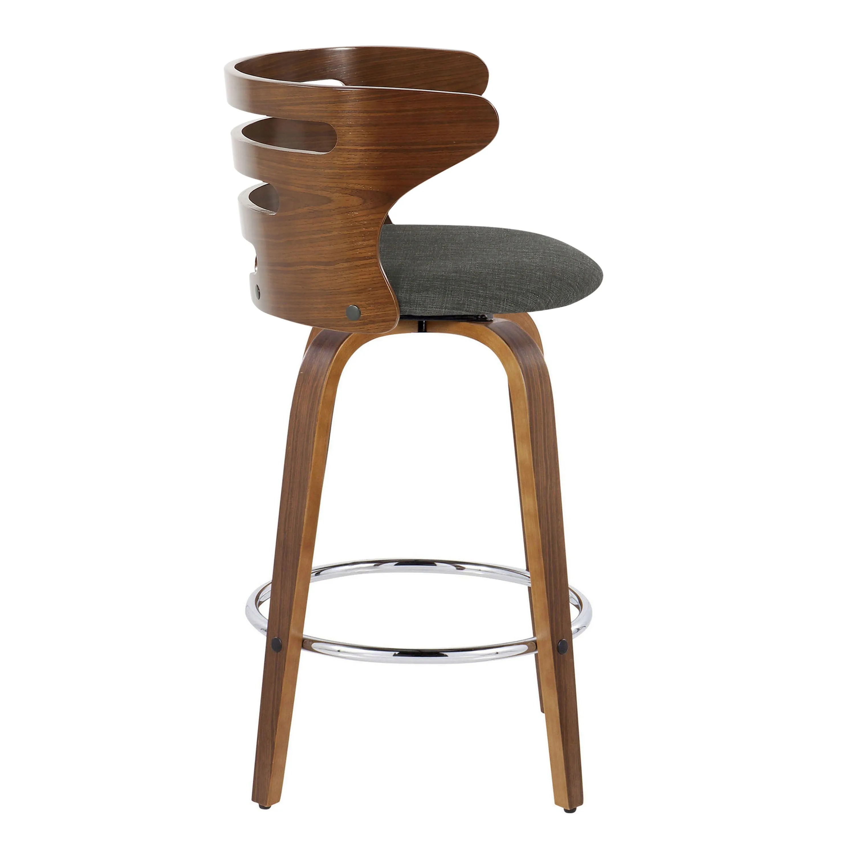 Cosini - Mid Century Modern Fixed Height Barstool With Swivel With Round Footrest (Set of 2) by Couch.com