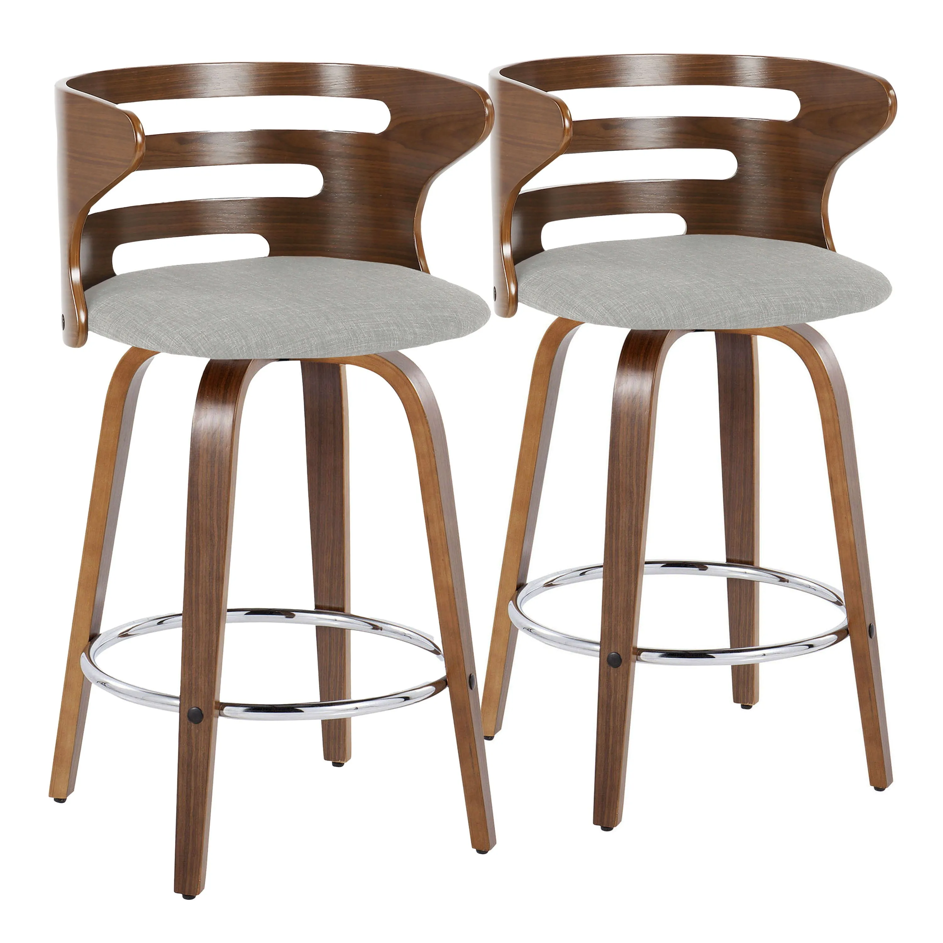 Cosini - Mid Century Modern Fixed Height Barstool With Swivel With Round Footrest (Set of 2) by Couch.com