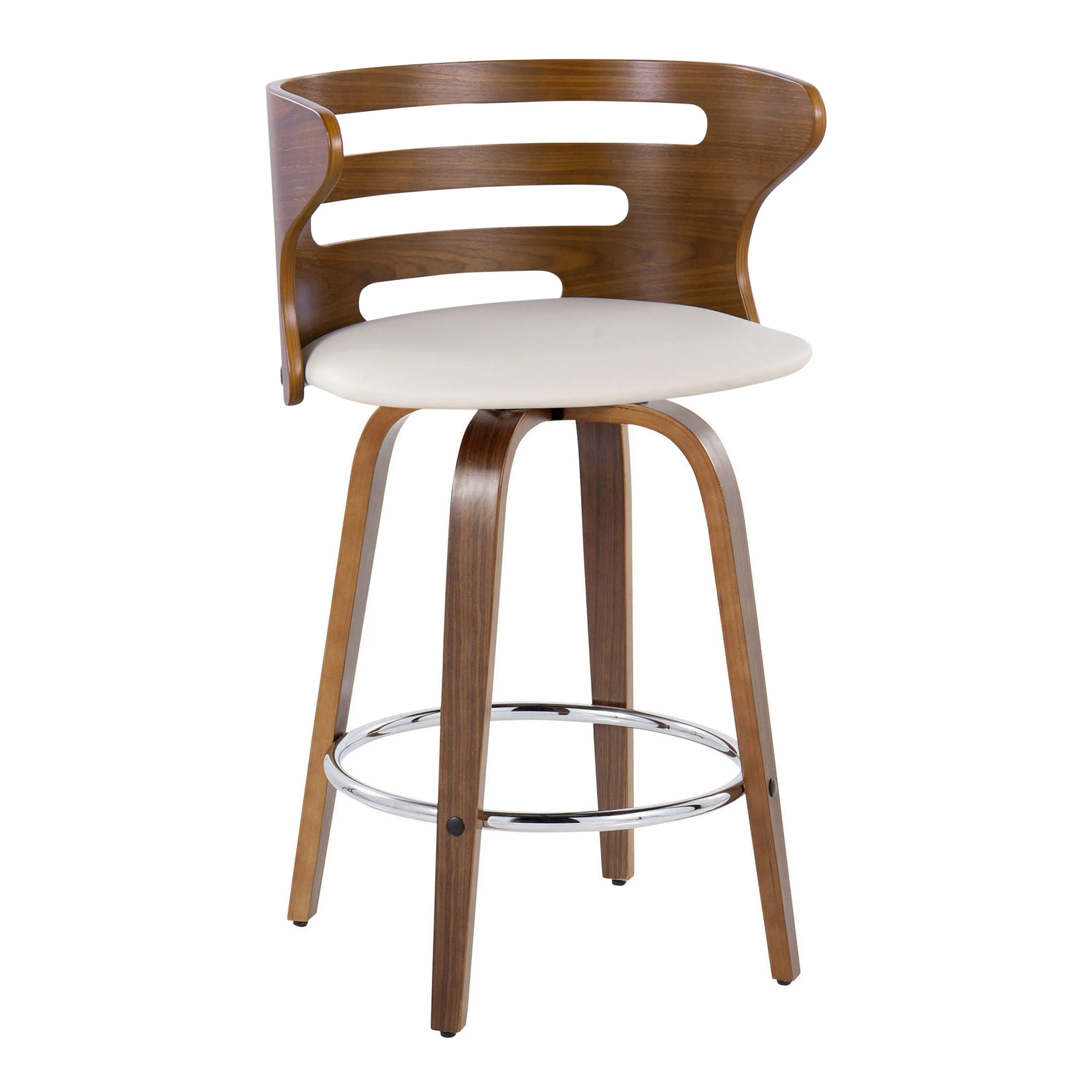 Cosini - Mid Century Modern Fixed Height Barstool With Swivel With Round Footrest (Set of 2) by Couch.com