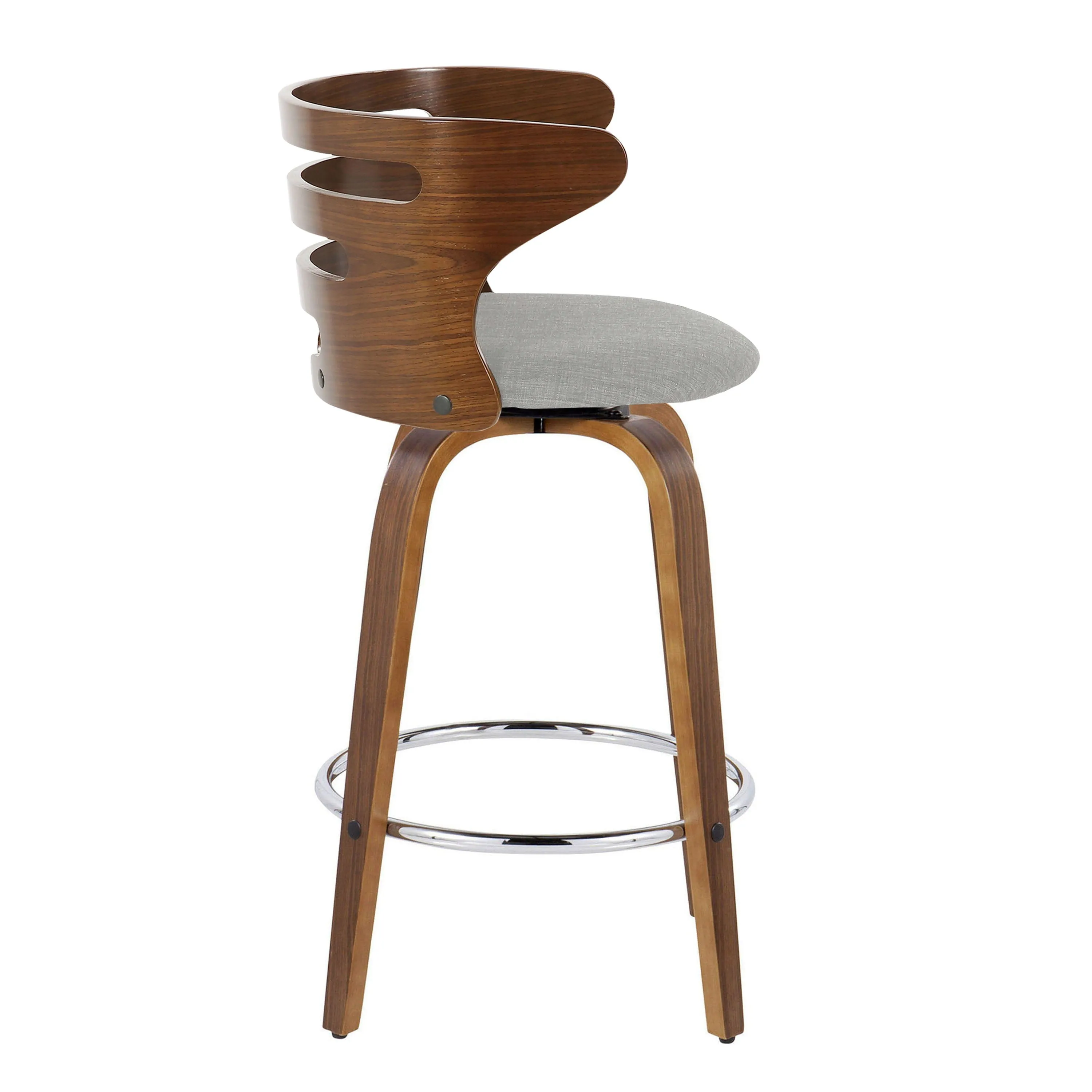 Cosini - Mid Century Modern Fixed Height Barstool With Swivel With Round Footrest (Set of 2) by Couch.com