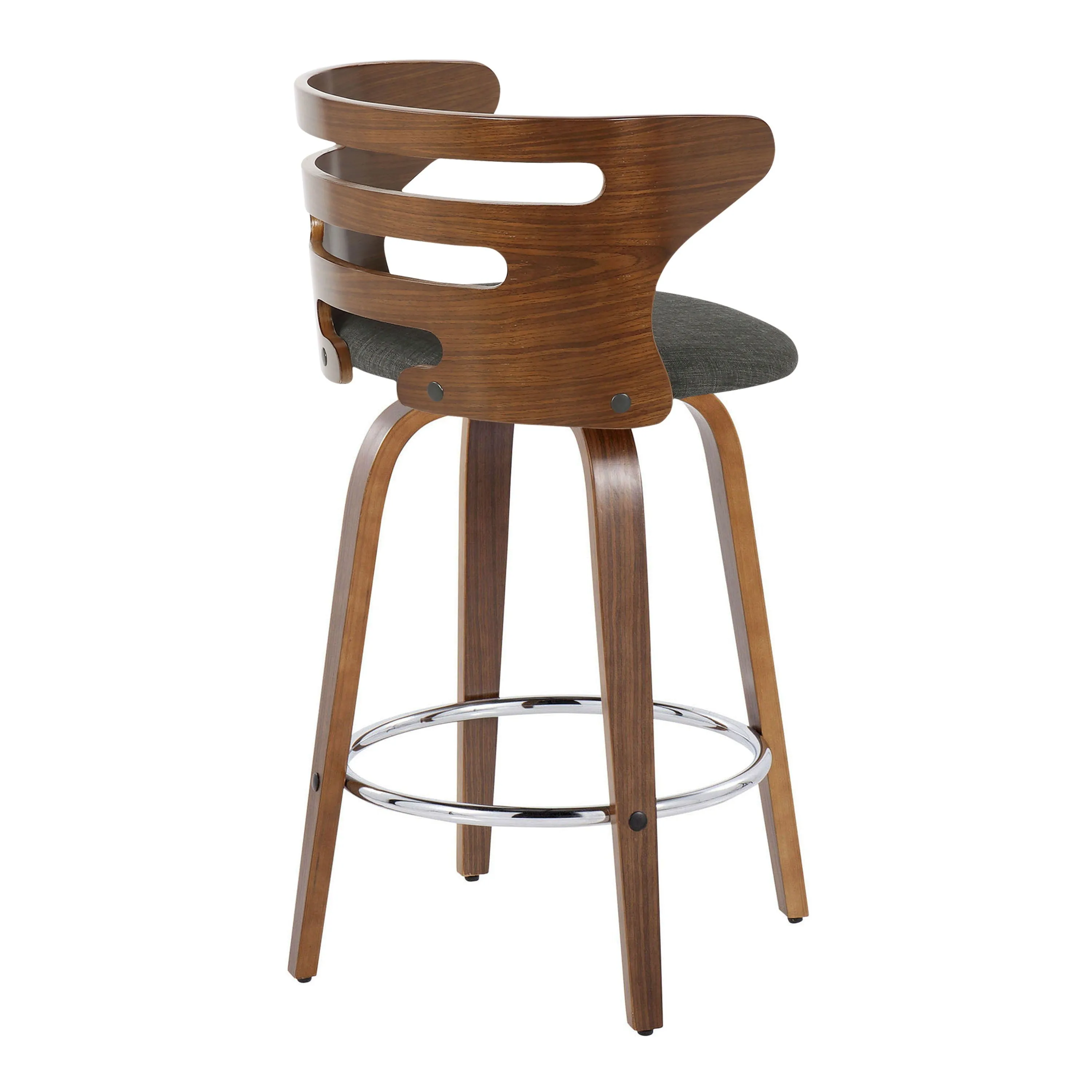 Cosini - Mid Century Modern Fixed Height Barstool With Swivel With Round Footrest (Set of 2) by Couch.com