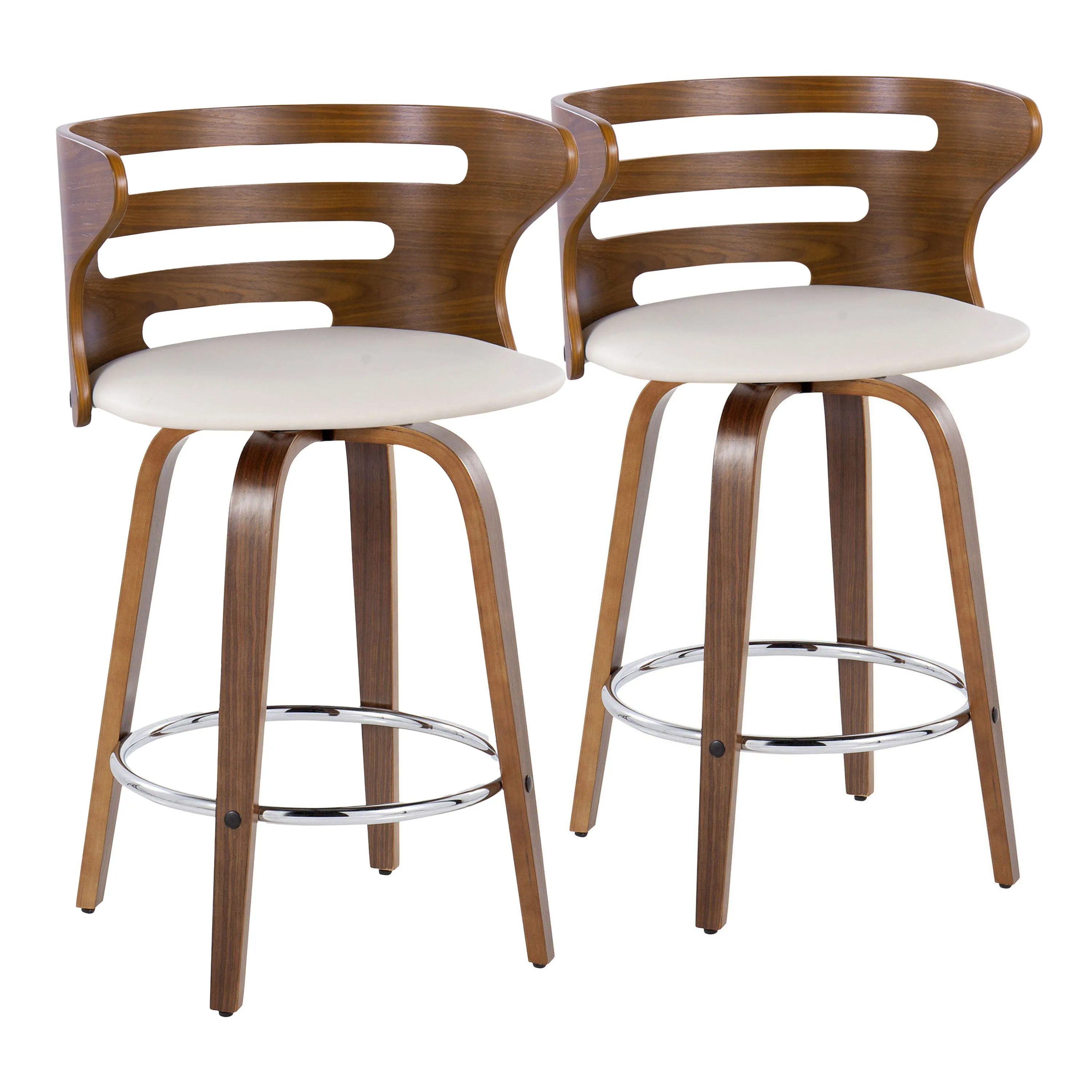 Cosini - Mid Century Modern Fixed Height Barstool With Swivel With Round Footrest (Set of 2) by Couch.com