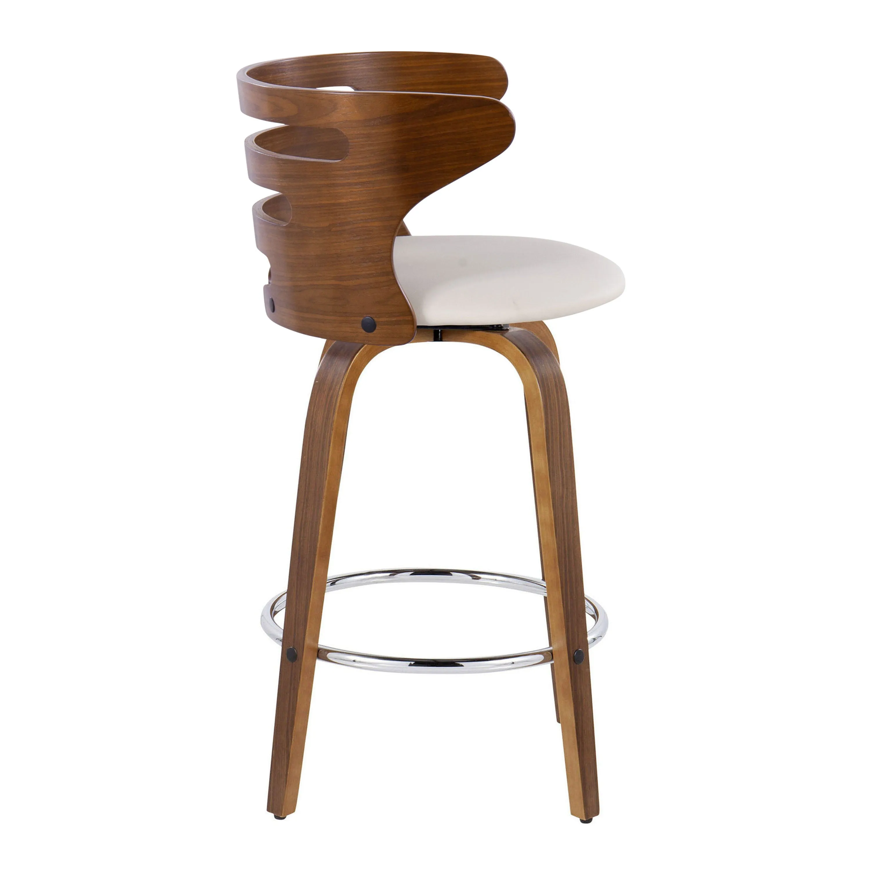 Cosini - Mid Century Modern Fixed Height Barstool With Swivel With Round Footrest (Set of 2) by Couch.com