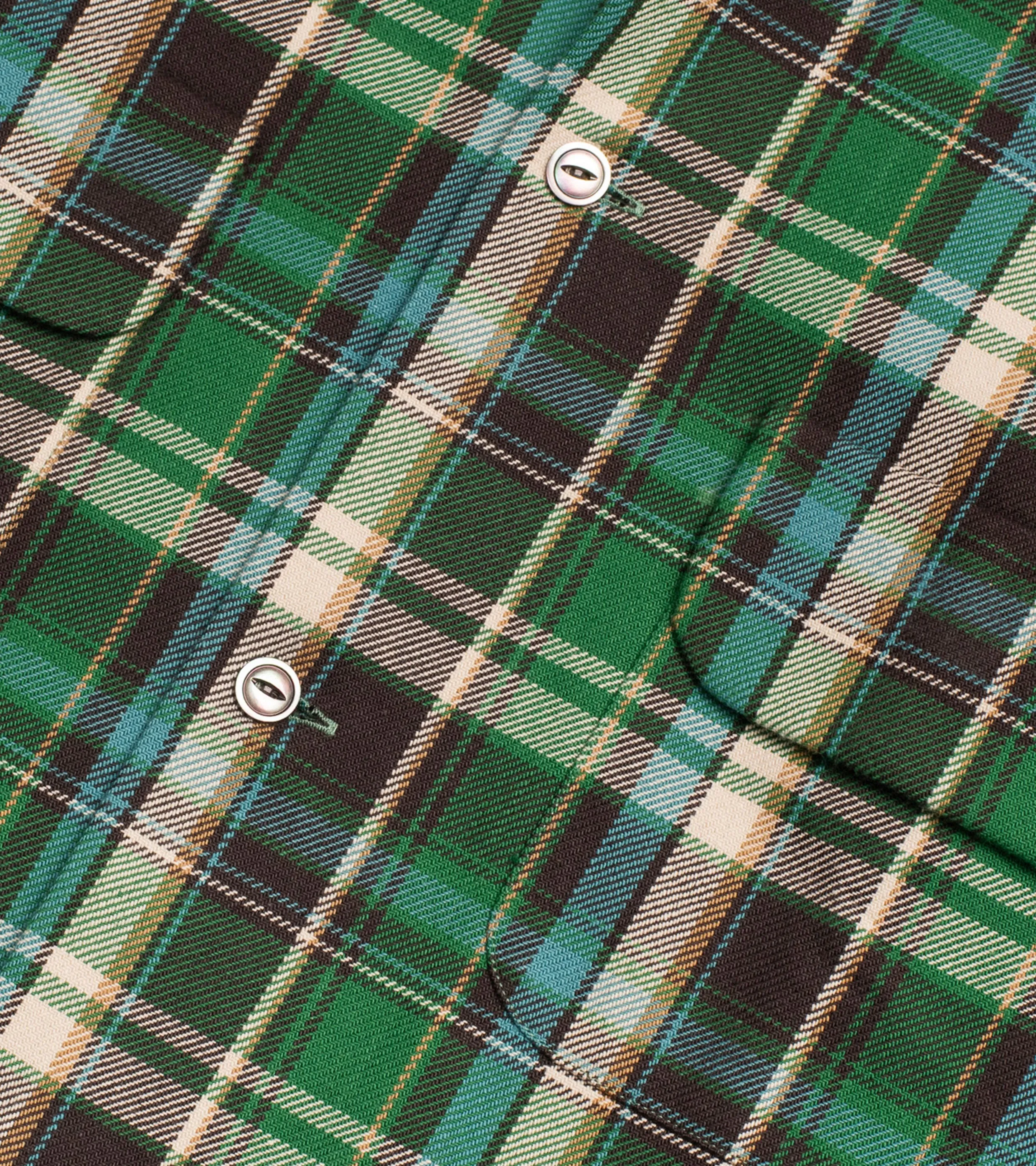 Cotton Sports Shirt Green/Blue Check