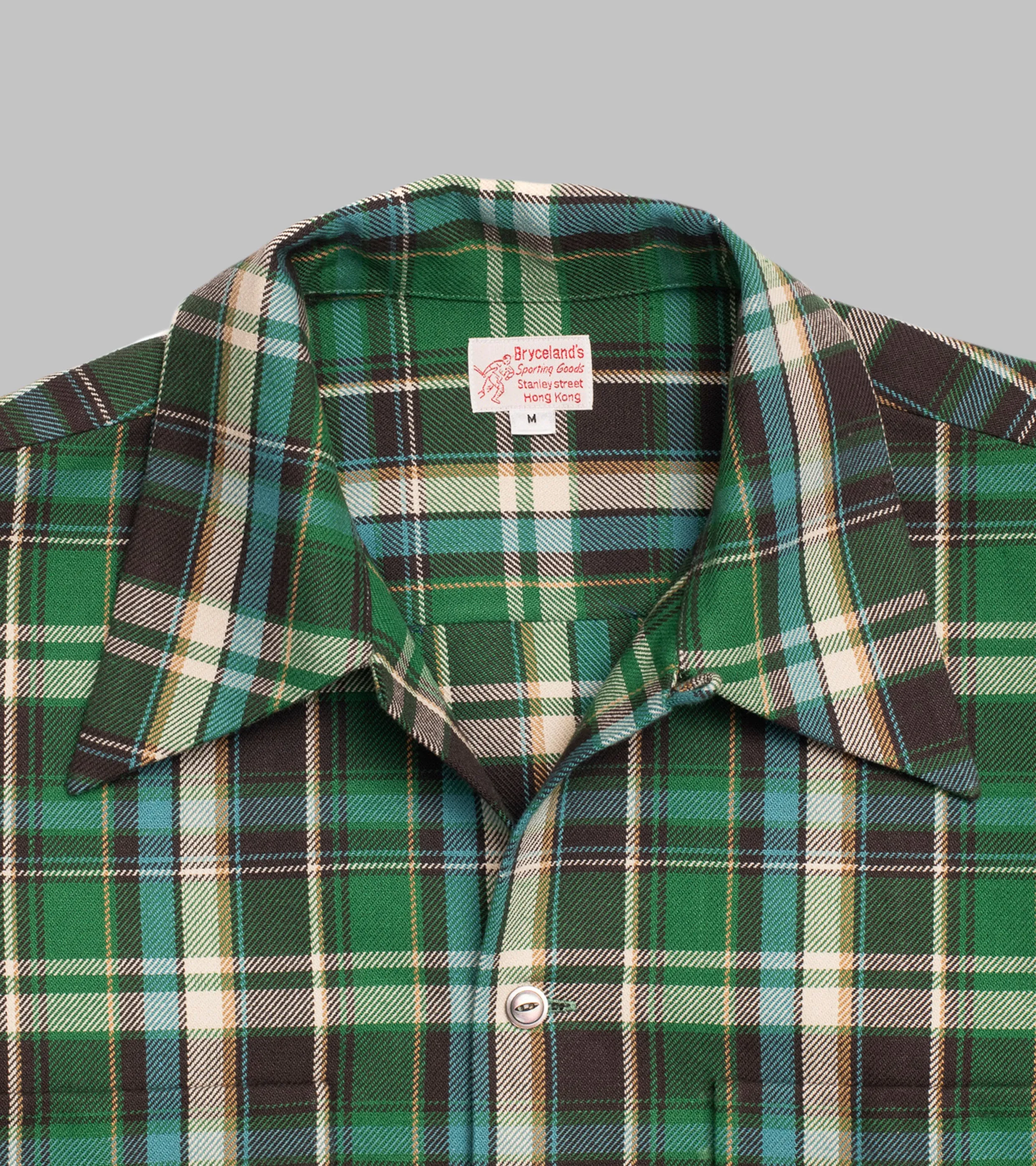 Cotton Sports Shirt Green/Blue Check