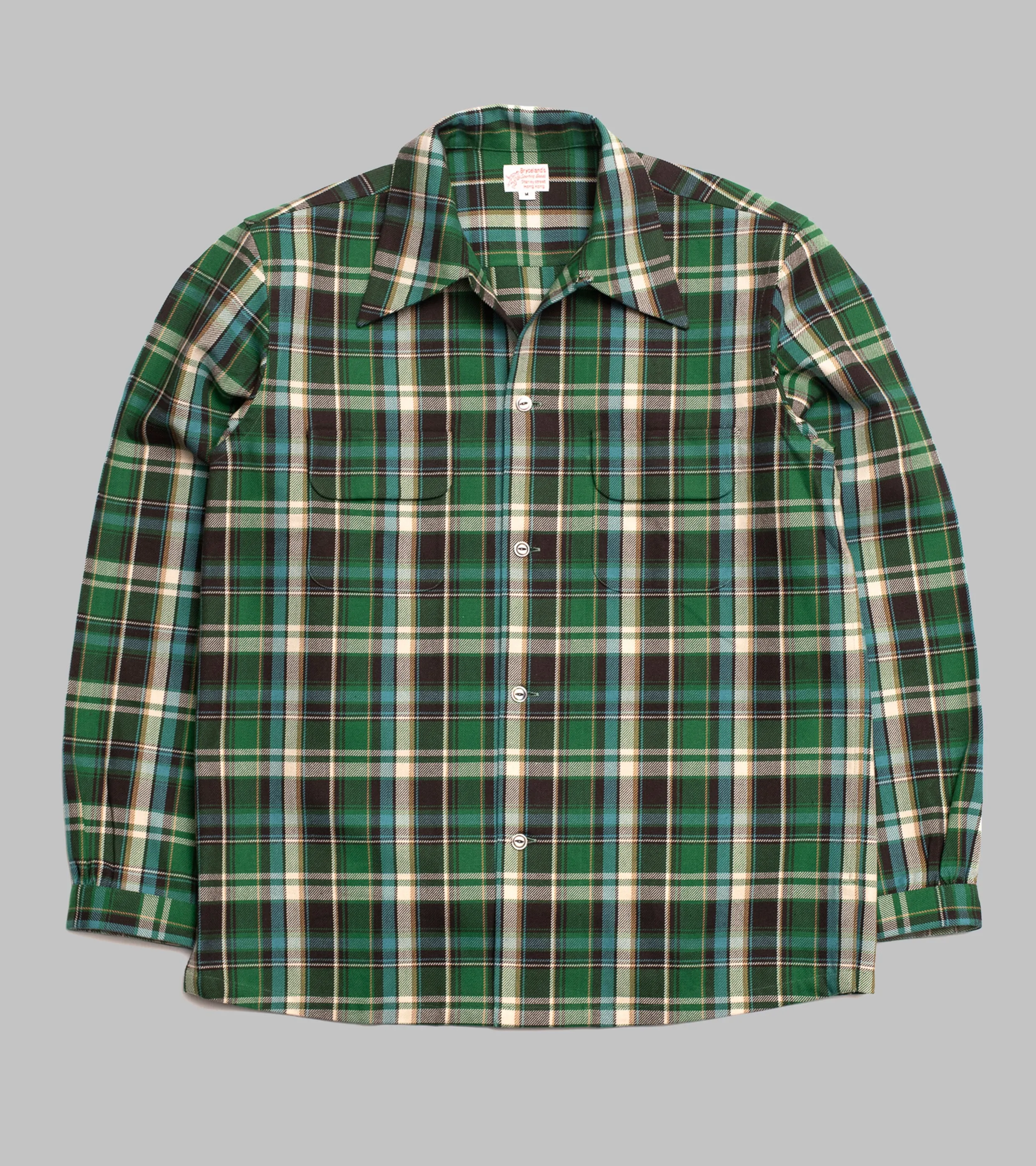 Cotton Sports Shirt Green/Blue Check