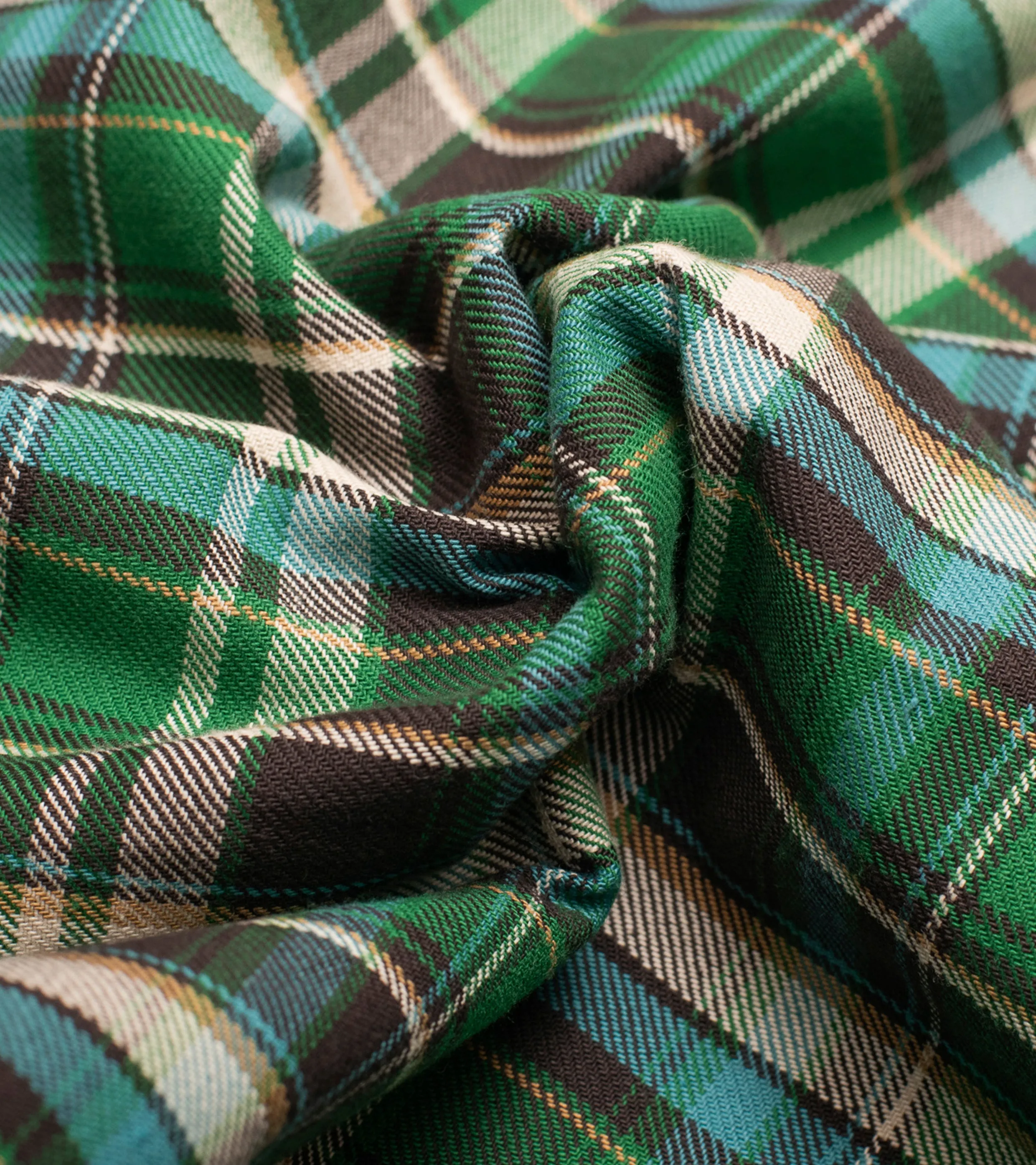 Cotton Sports Shirt Green/Blue Check