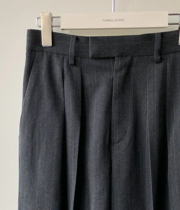 FUMIKA_UCHIDA/Thick 2Types Pinstriped/WIDE SLACKS(WIDE stripes/WHTBLUE line)