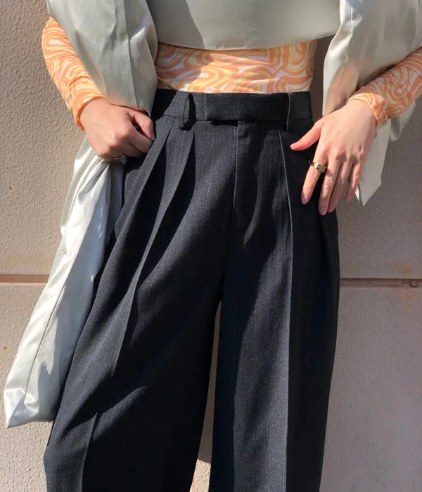 FUMIKA_UCHIDA/Thick 2Types Pinstriped/WIDE SLACKS(WIDE stripes/WHTBLUE line)