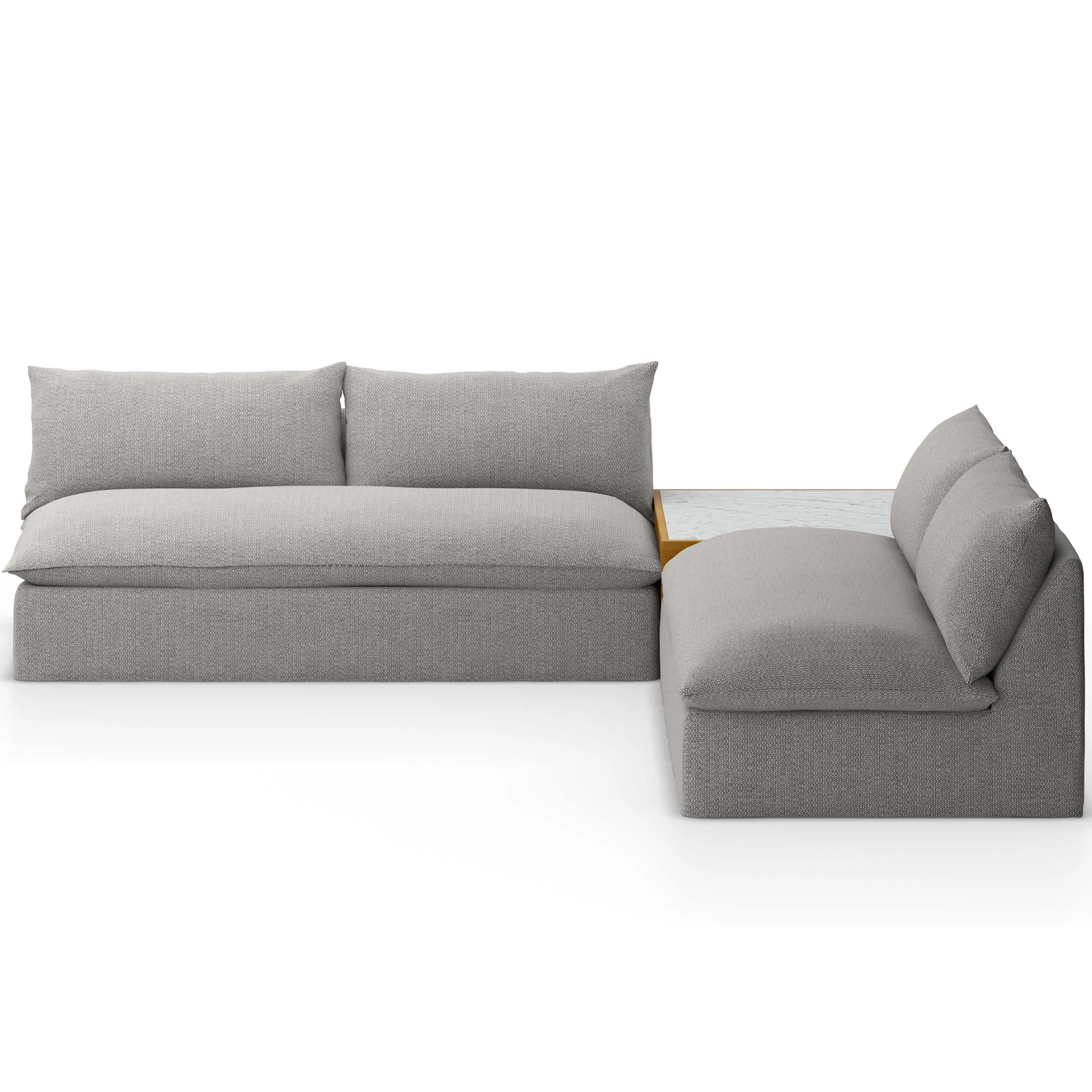Grant Outdoor 2 Piece Sectional w/ Coffee Table, Faye Ash