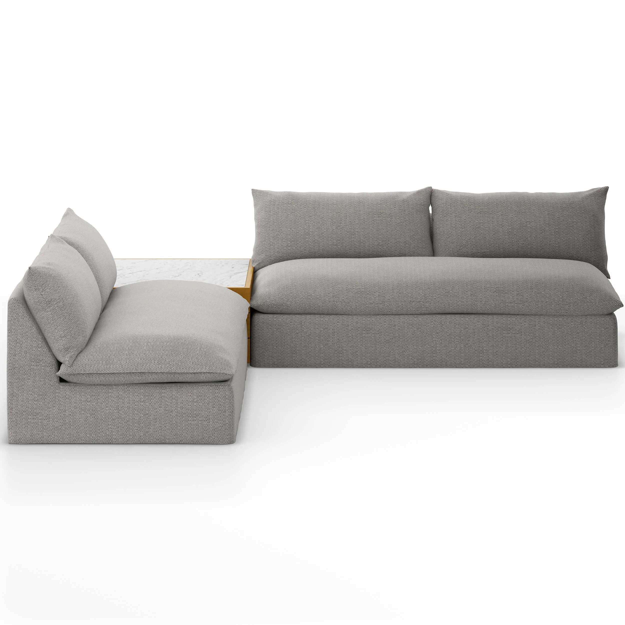 Grant Outdoor 2 Piece Sectional w/ Coffee Table, Faye Ash