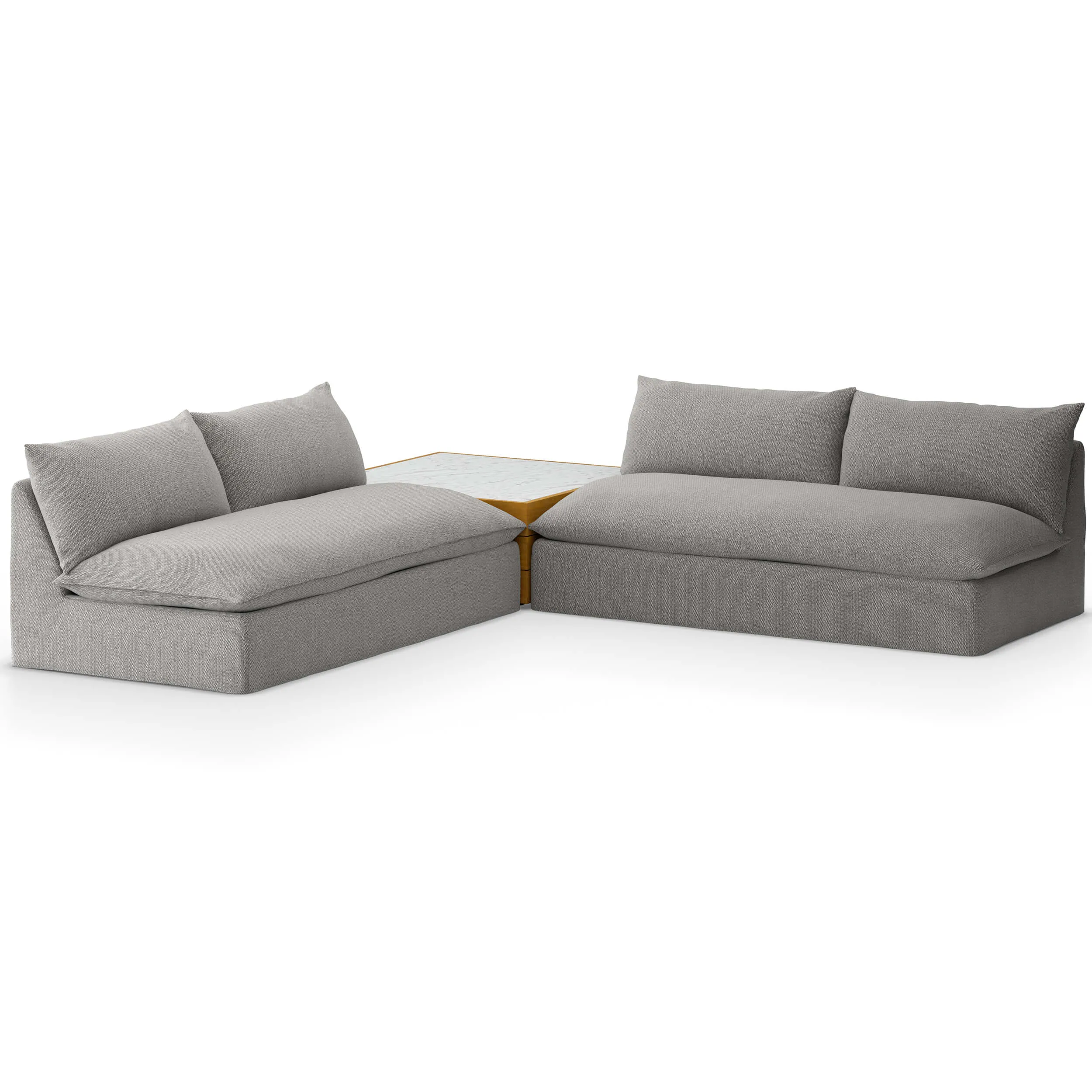 Grant Outdoor 2 Piece Sectional w/ Coffee Table, Faye Ash